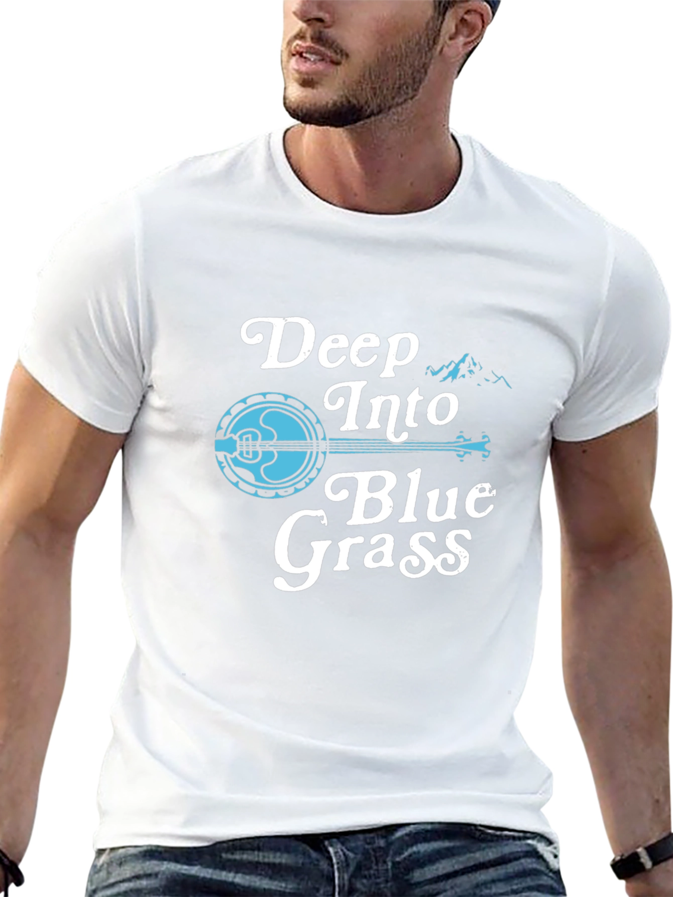 Deep Into Blue Grass Tee - Banjo Music T-Shirt