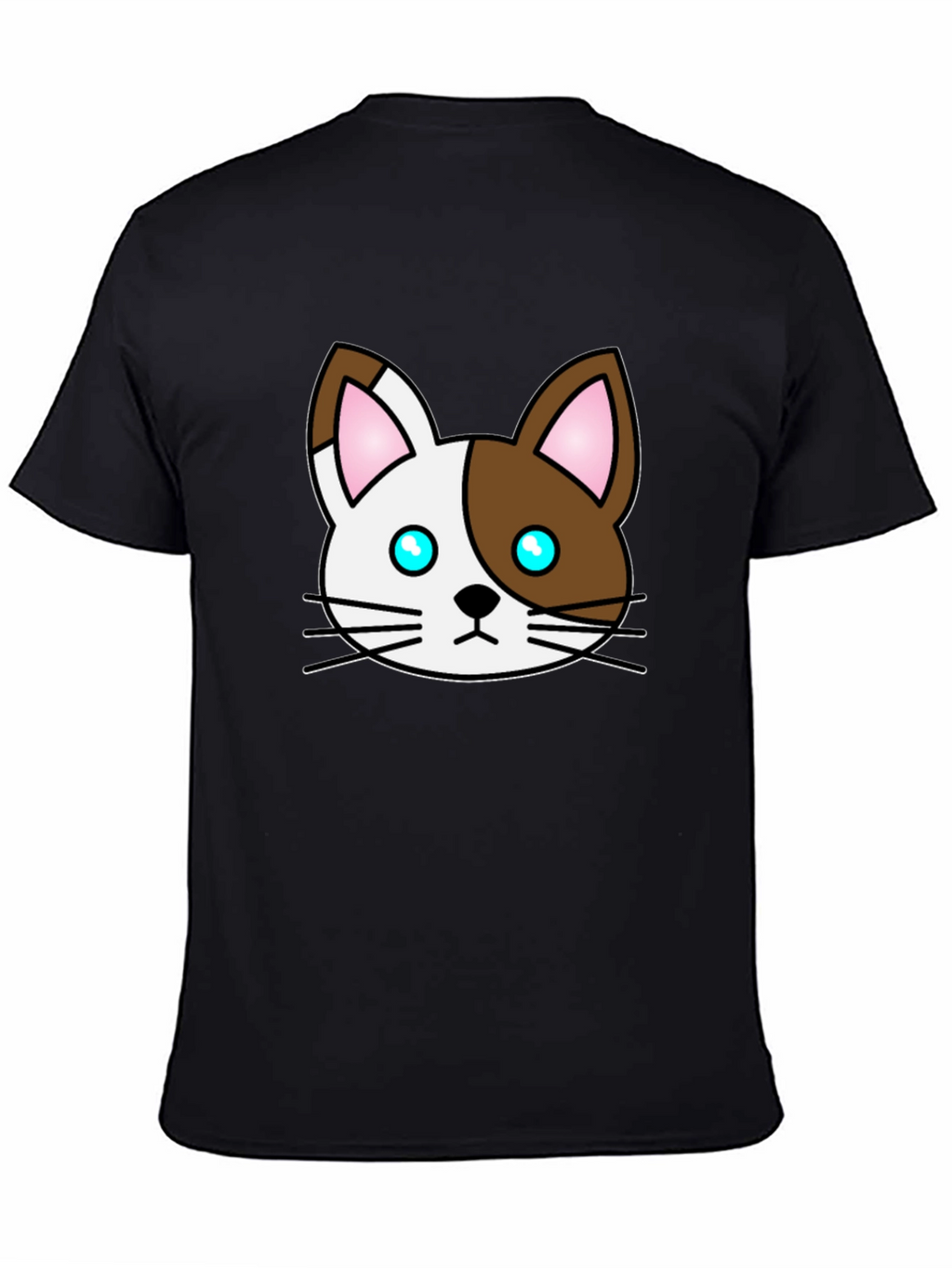 Cute Cartoon Cat Graphic Black T-Shirt
