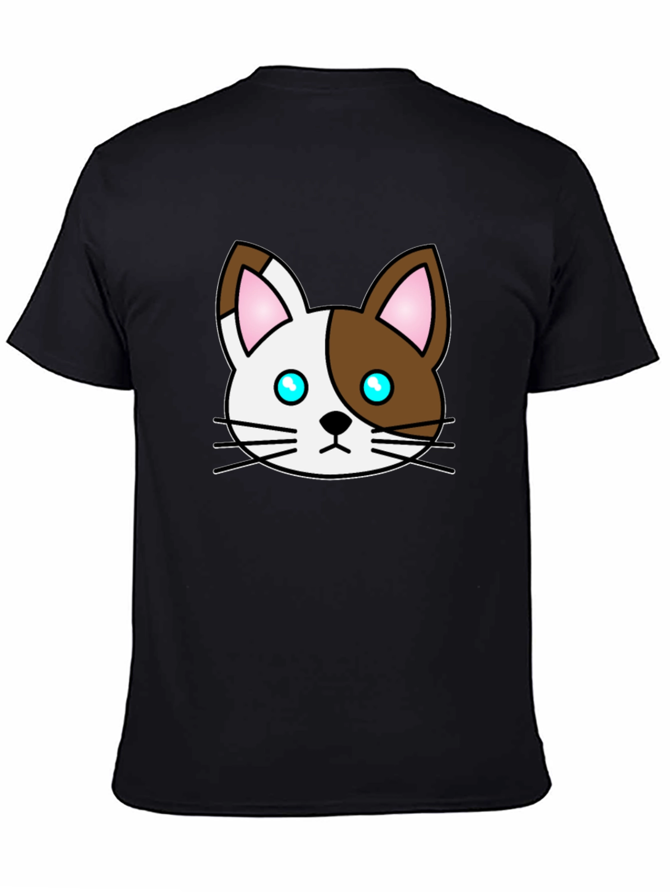 Cute Cartoon Cat Graphic Black T-Shirt