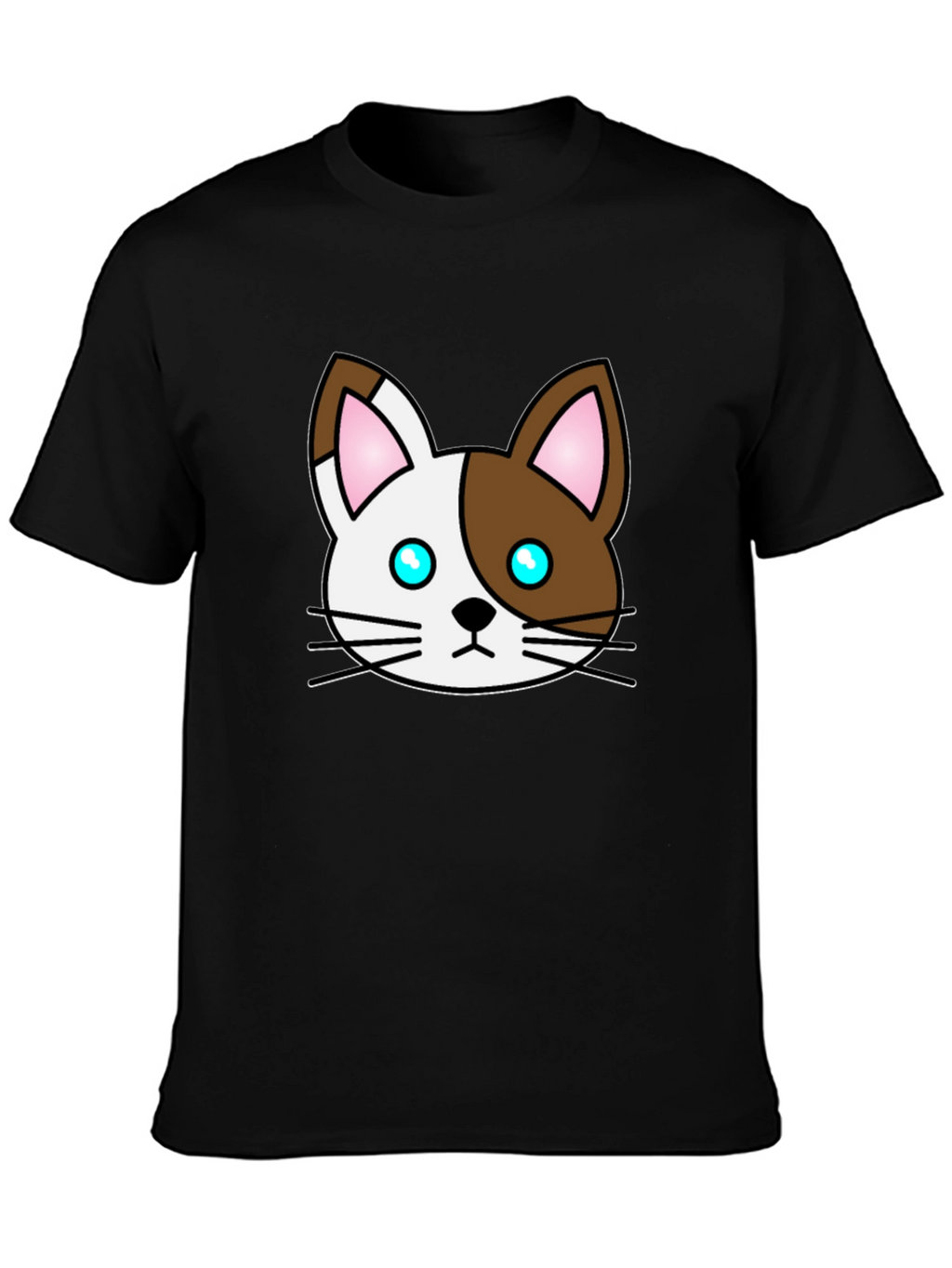 Cute Cartoon Cat Graphic Black T-Shirt