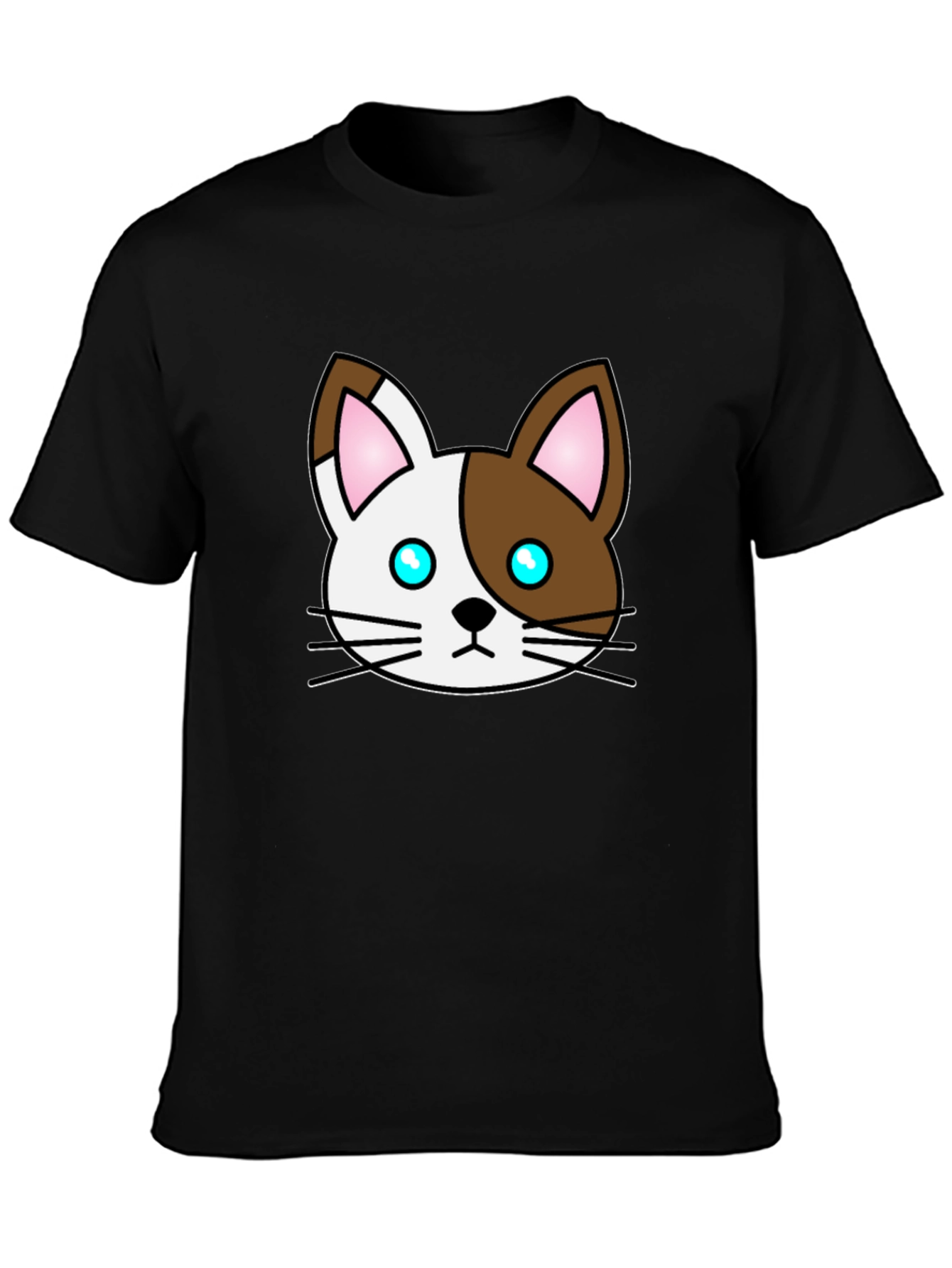 Cute Cartoon Cat Graphic Black T-Shirt