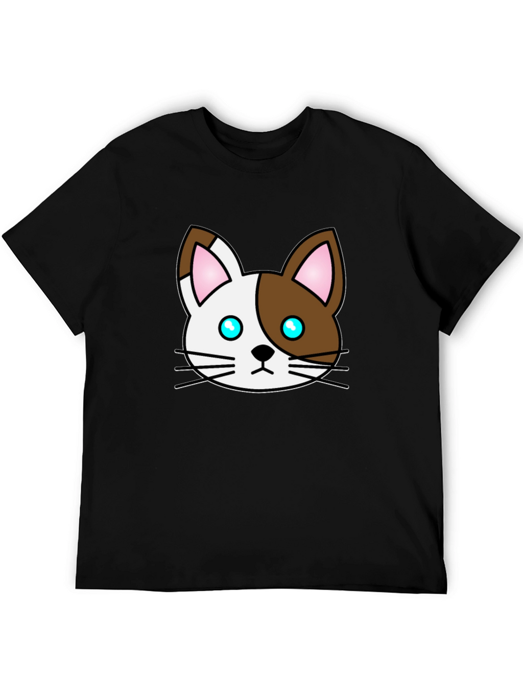 Cute Cartoon Cat Graphic Black T-Shirt