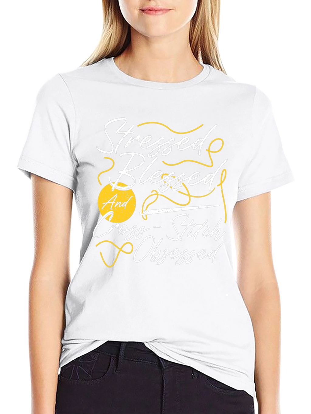 Stressed Blessed Cross-Stitch Obsessed T-Shirt