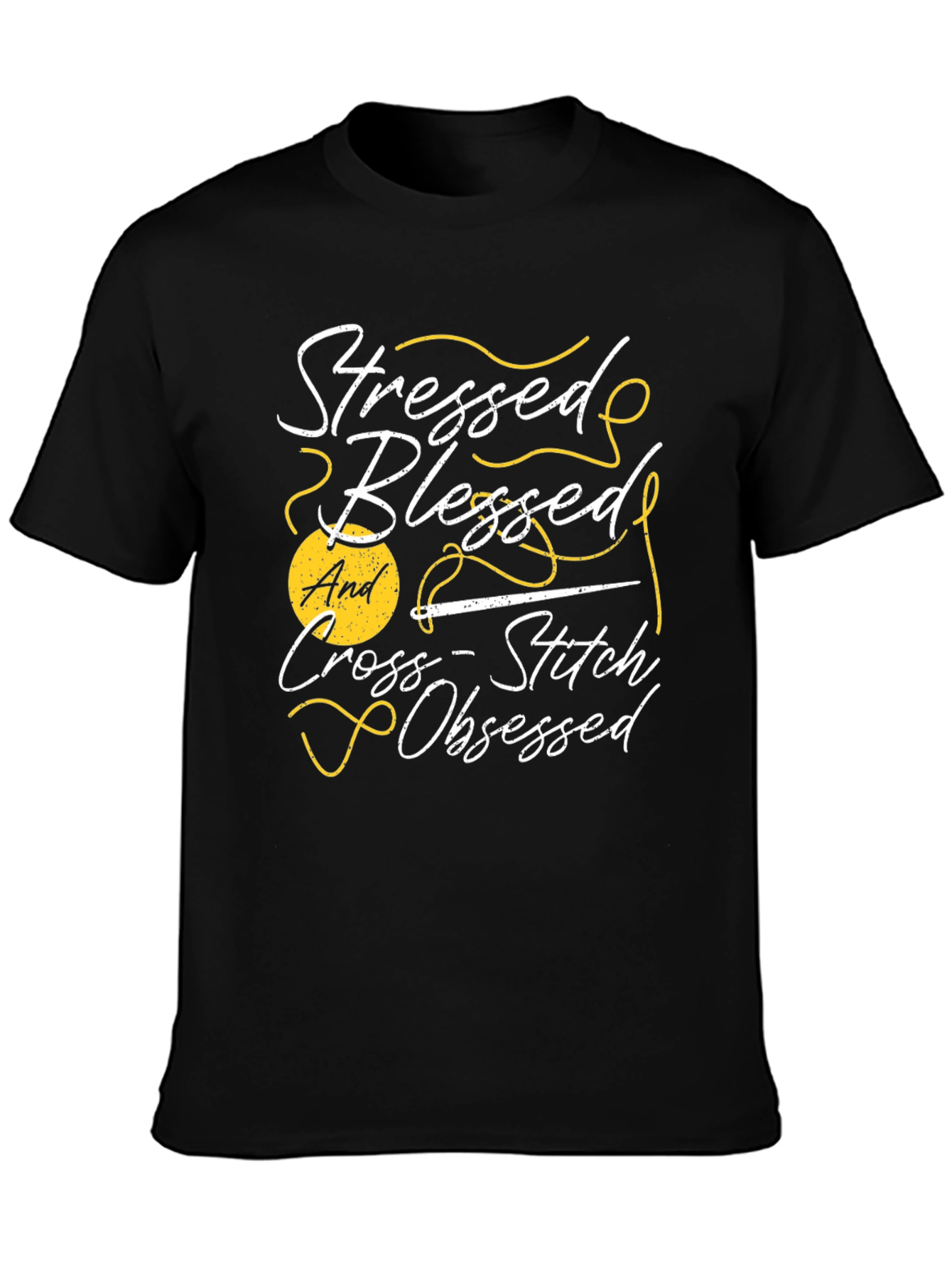 Stressed Blessed Cross-Stitch Obsessed T-Shirt