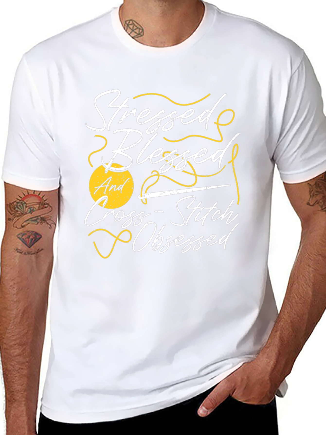 Stressed Blessed Cross-Stitch Obsessed T-Shirt