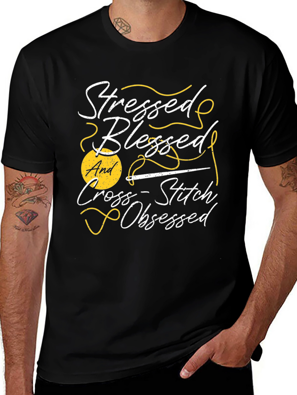 Stressed Blessed Cross-Stitch Obsessed T-Shirt