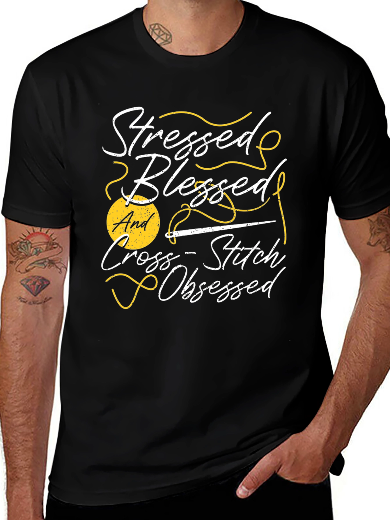 Stressed Blessed Cross-Stitch Obsessed T-Shirt