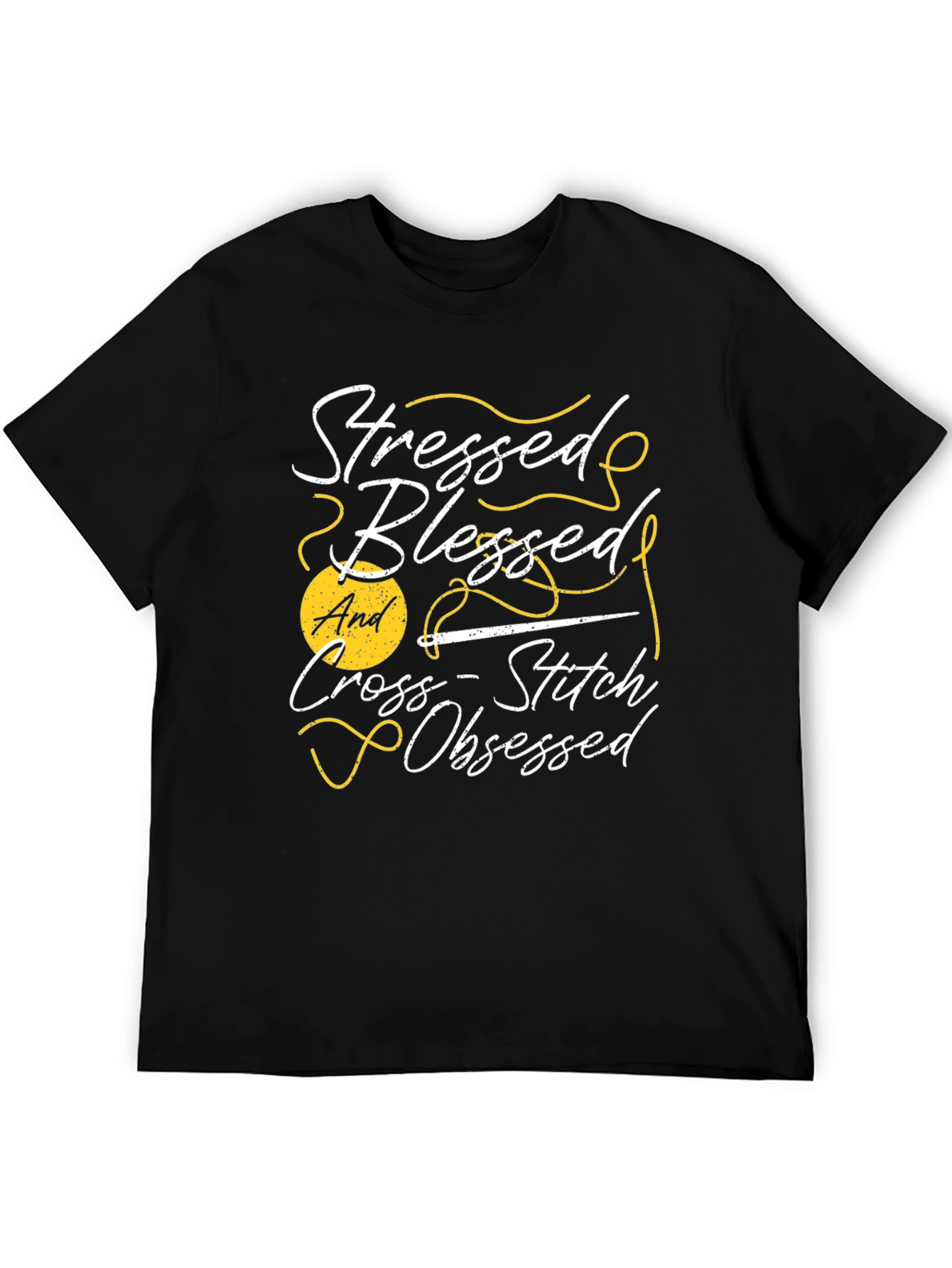 Stressed Blessed Cross-Stitch Obsessed T-Shirt