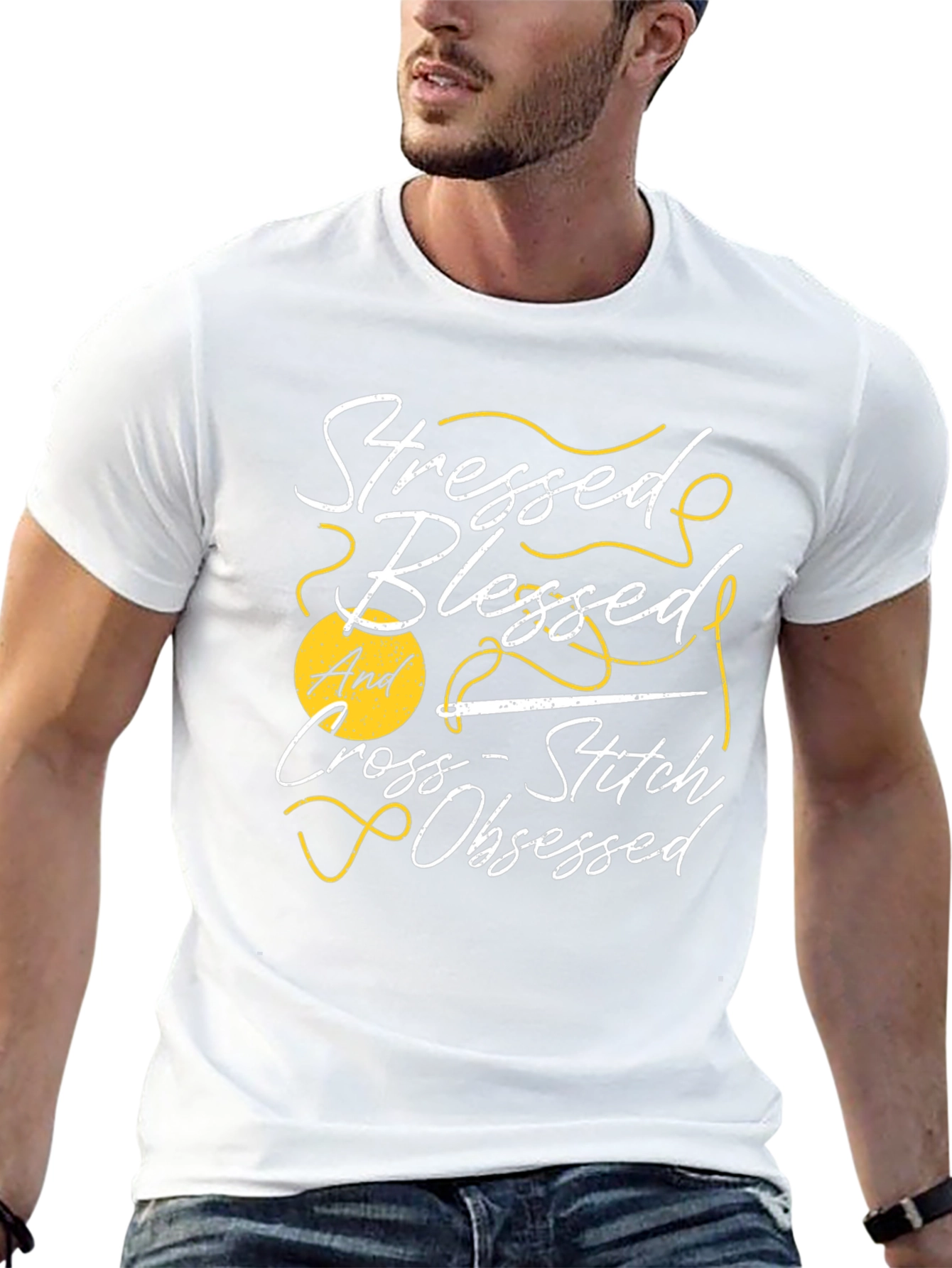 Stressed Blessed Cross-Stitch Obsessed T-Shirt