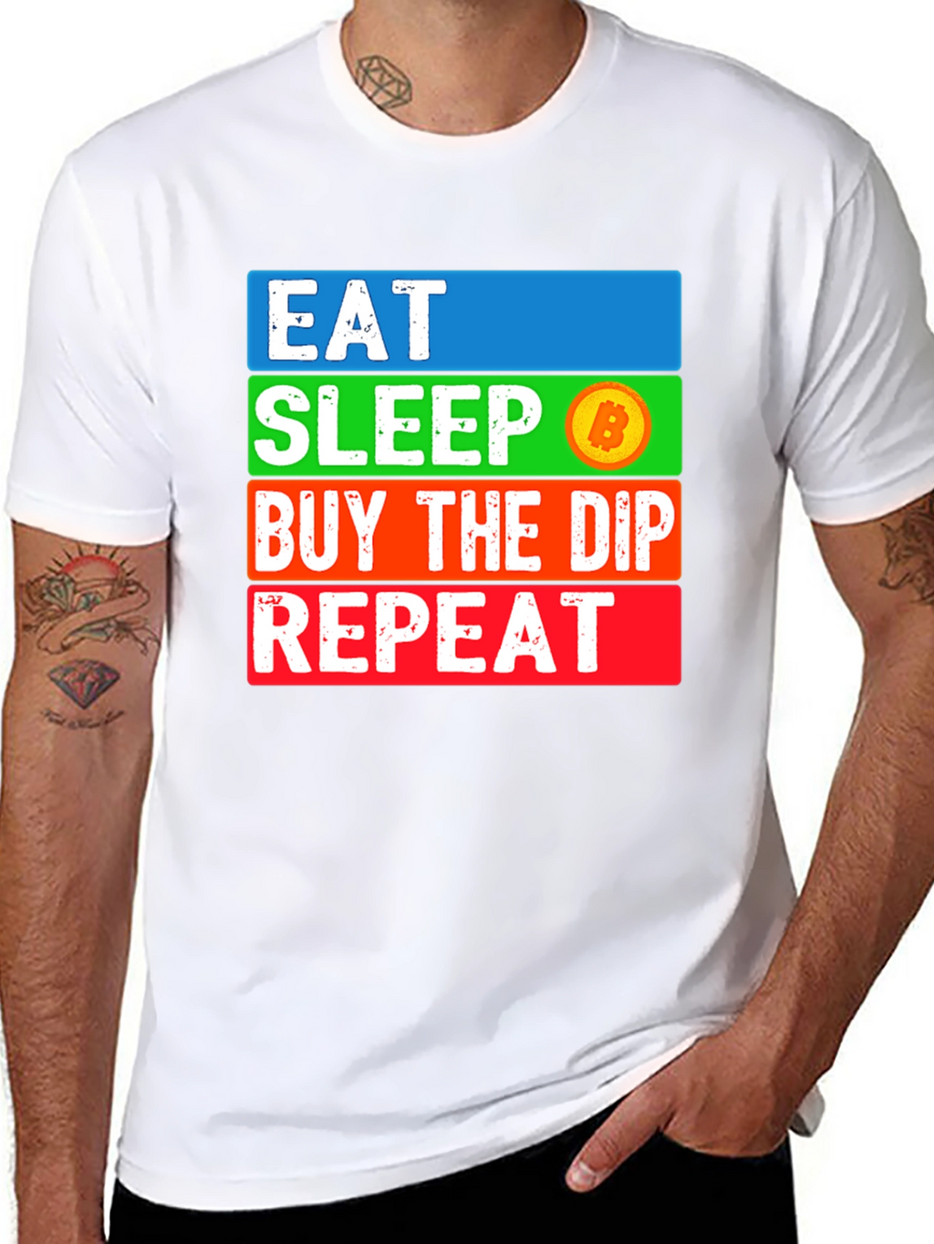 Eat Sleep Bitcoin Dip Repeat T-Shirt Crypto HODL