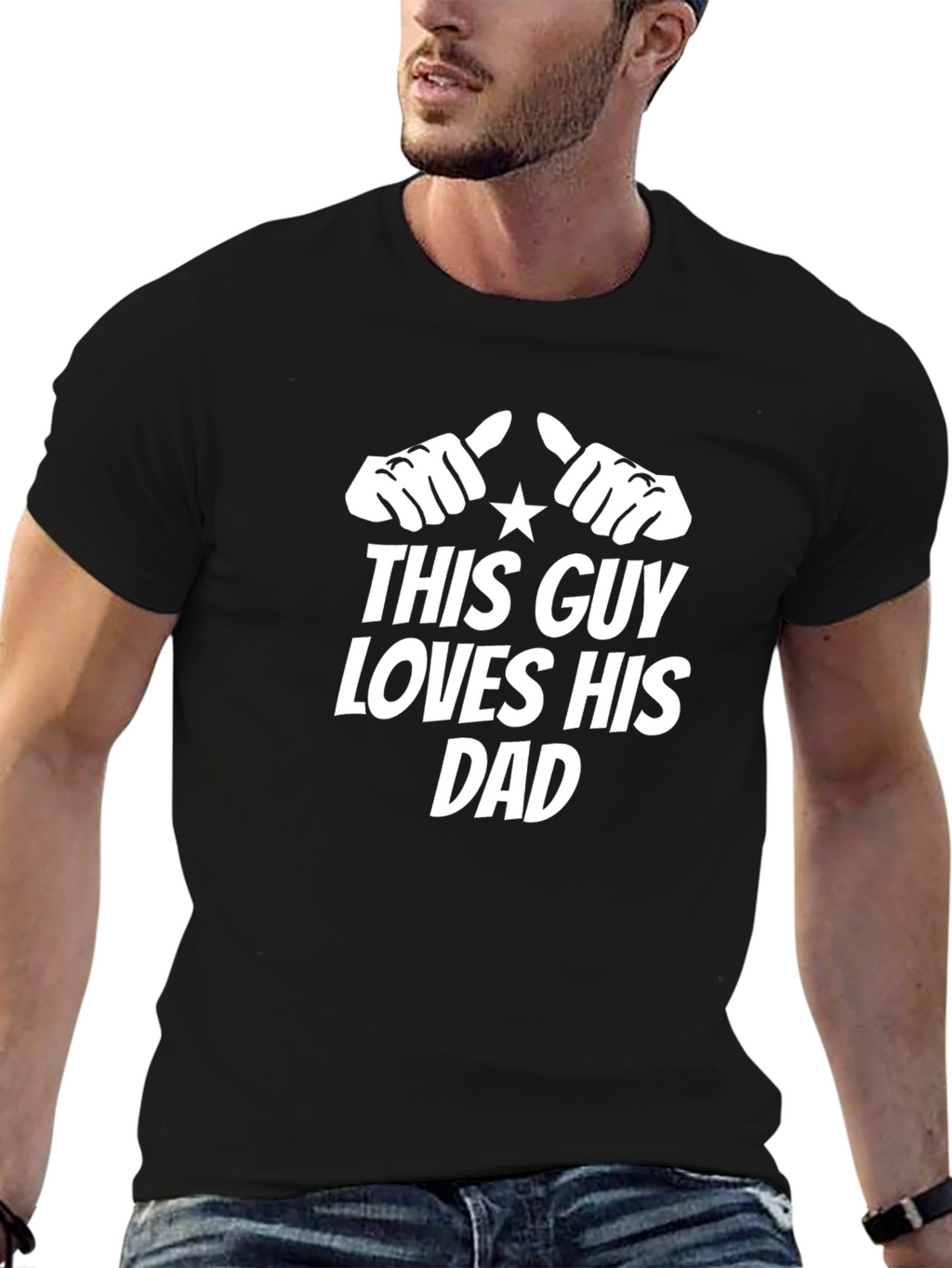 This Guy Loves His Dad T-Shirt - Black
