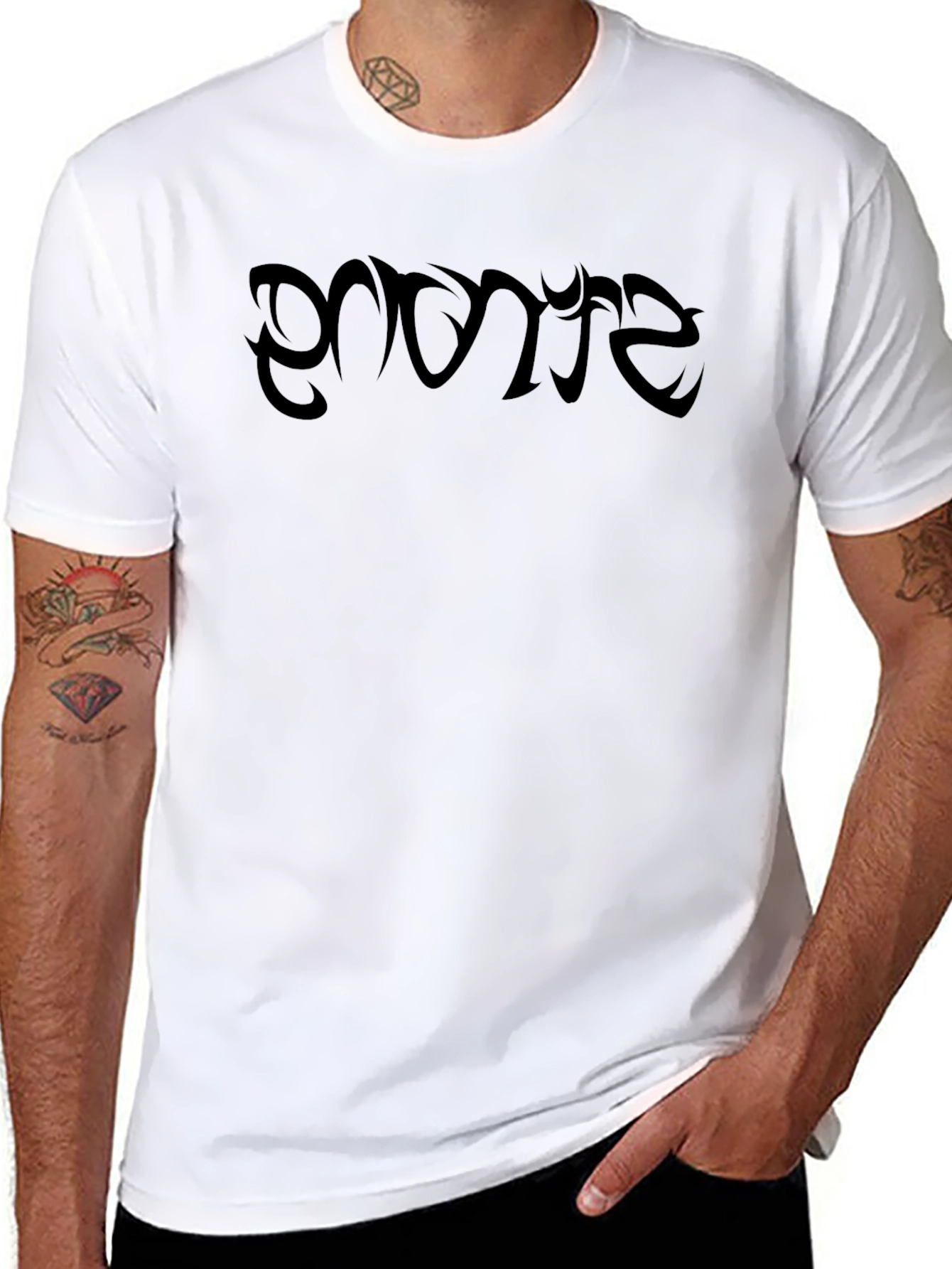 Black T-Shirt with Artistic Graphic Print