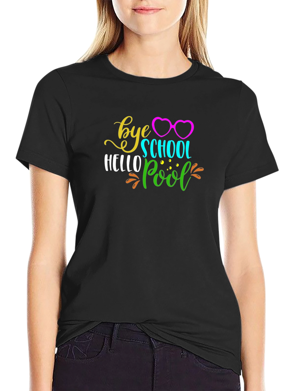 Bye School Hello Pool Black T-Shirt