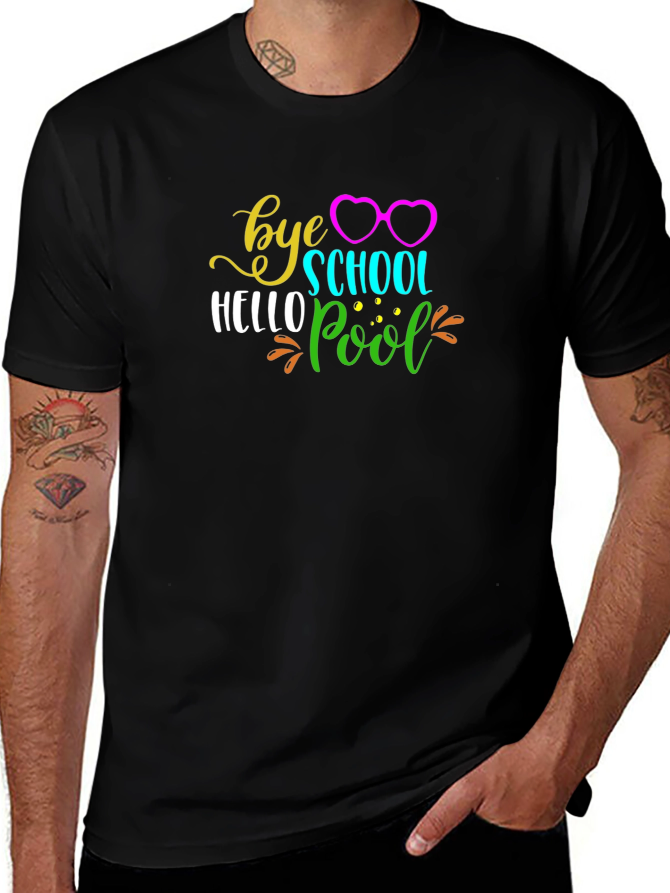 Bye School Hello Pool Black T-Shirt