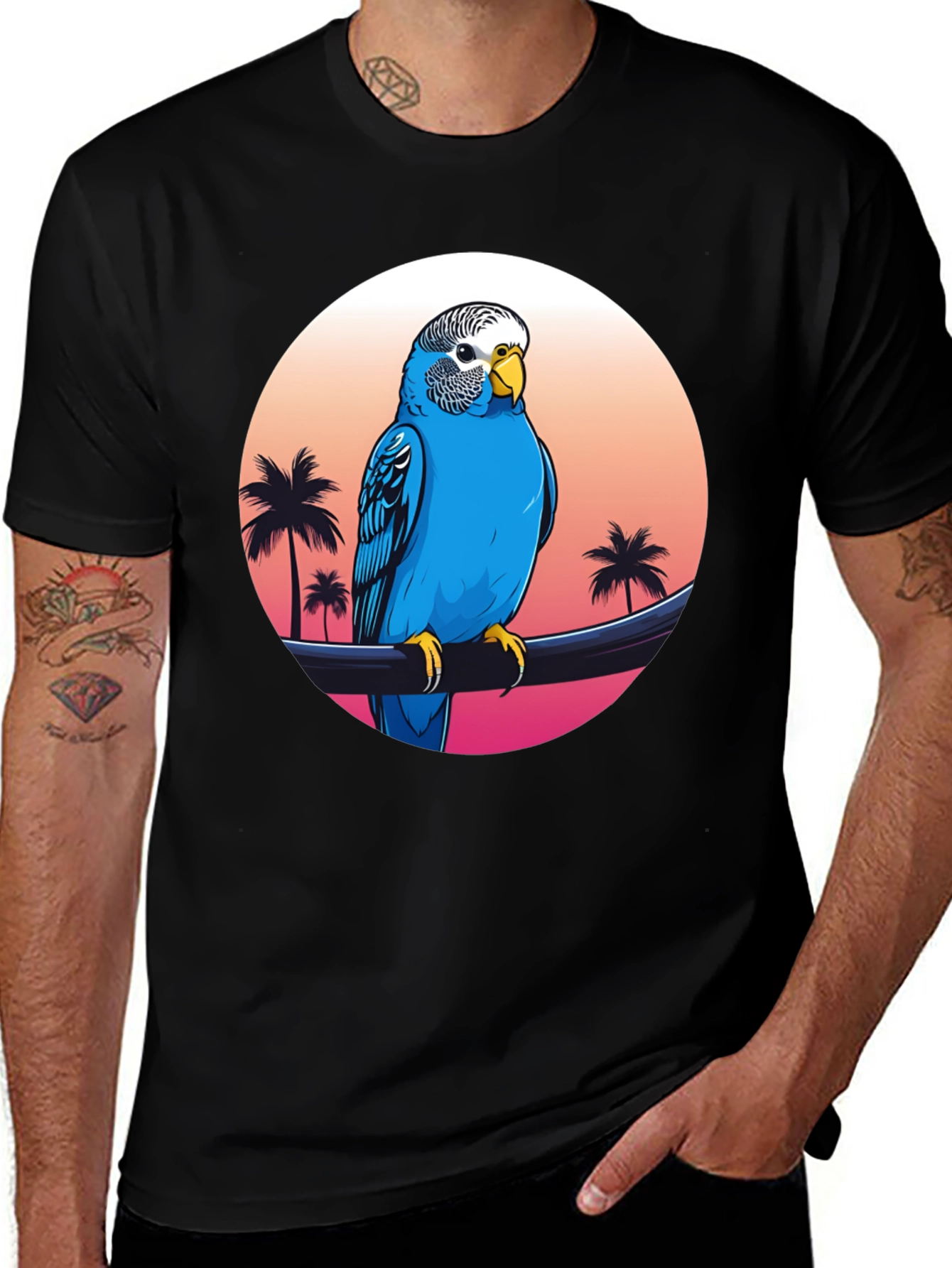 Parrot on Tropical Sunset T-Shirt