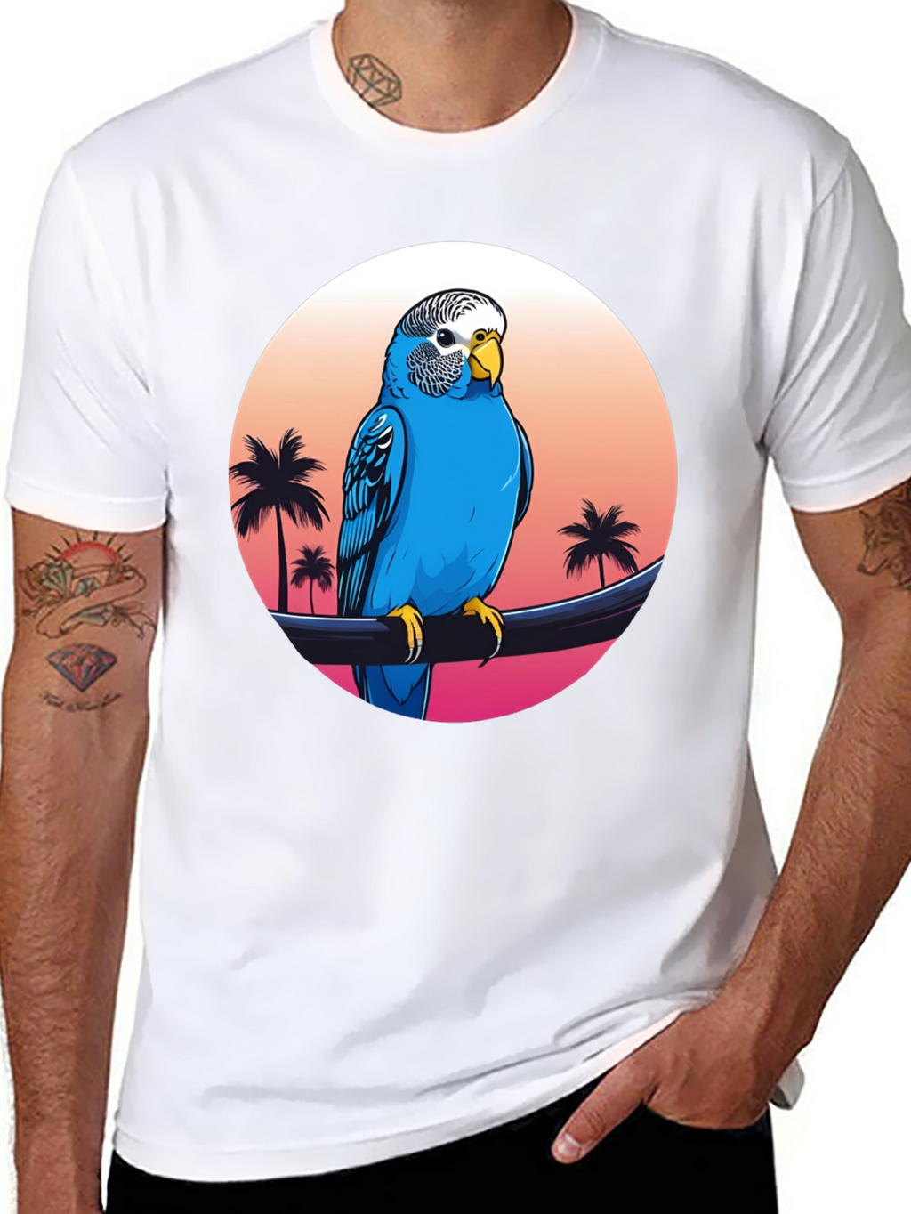 Parrot on Tropical Sunset T-Shirt