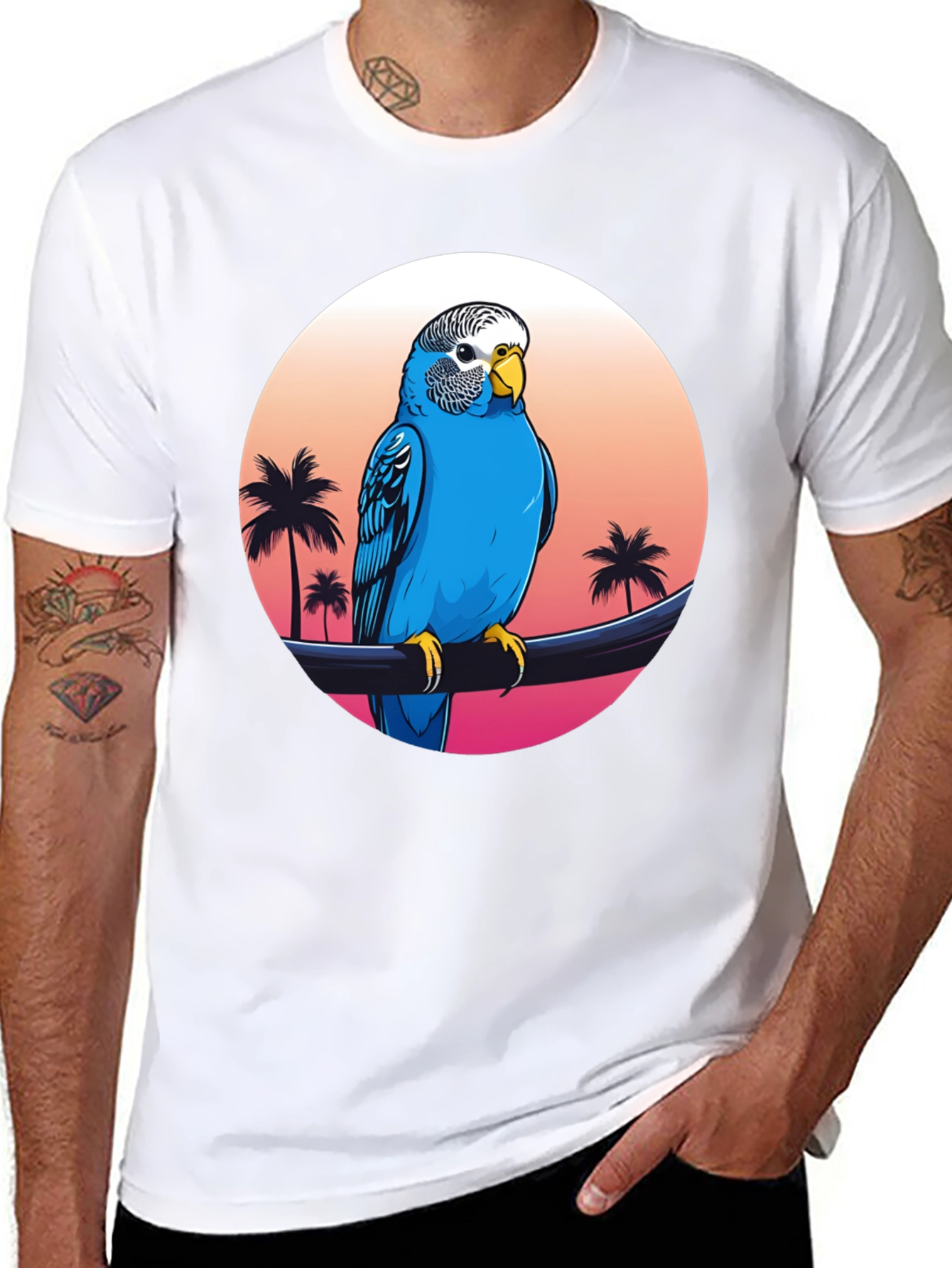 Parrot on Tropical Sunset T-Shirt