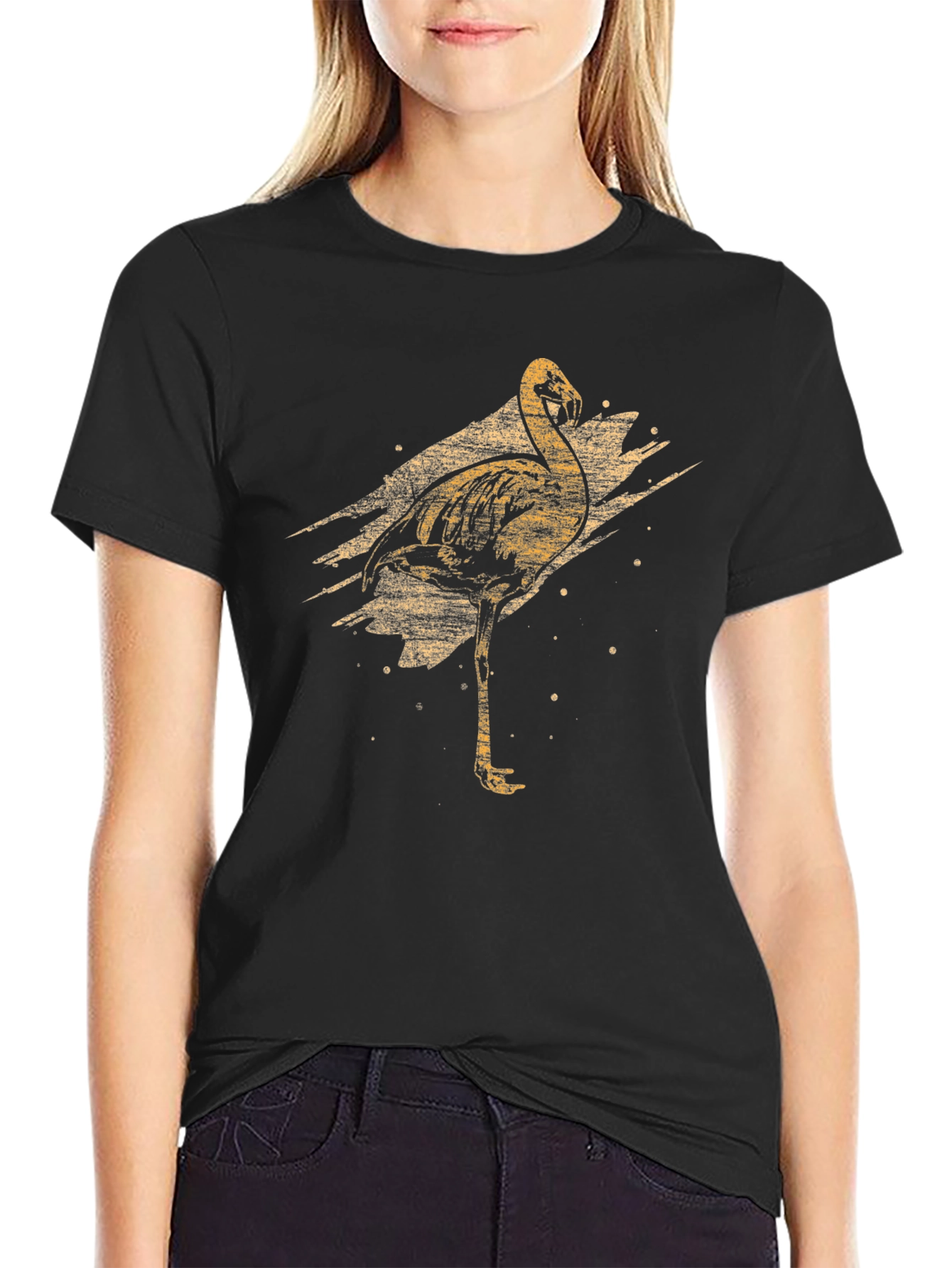 Mens Black Flamingo Graphic T-Shirt