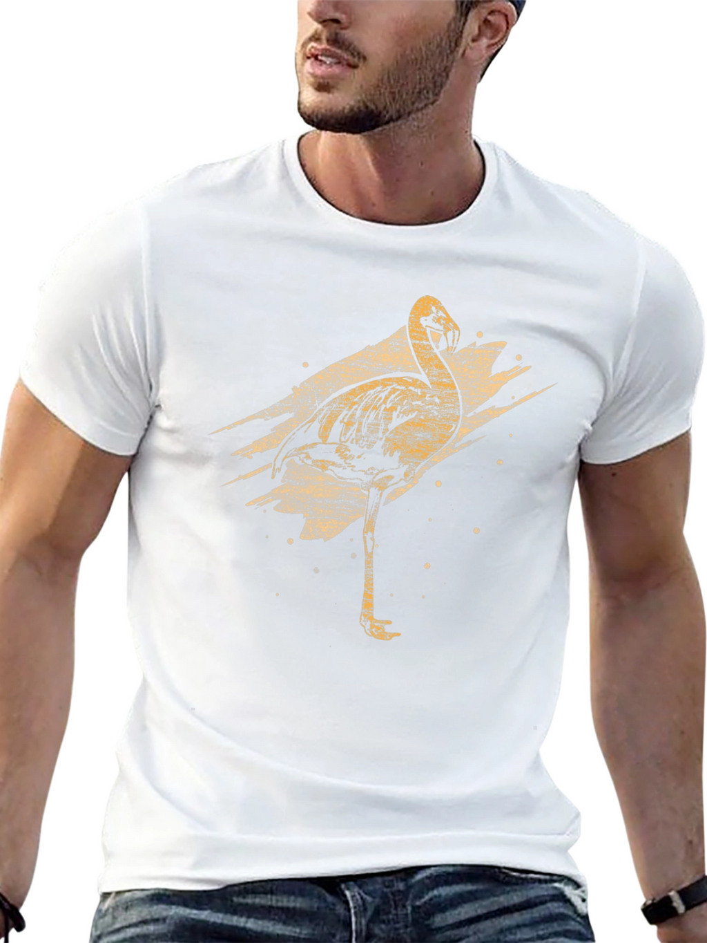 Mens Black Flamingo Graphic T-Shirt