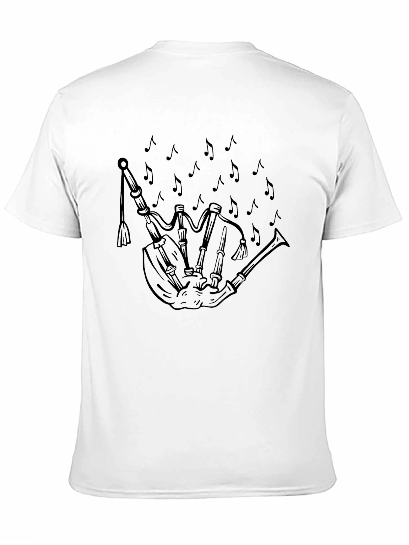 Bagpipe Music Notes Black T-Shirt