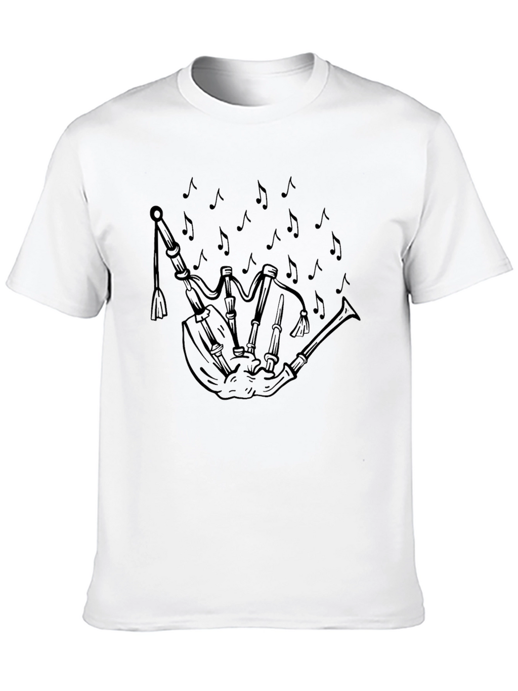 Bagpipe Music Notes Black T-Shirt