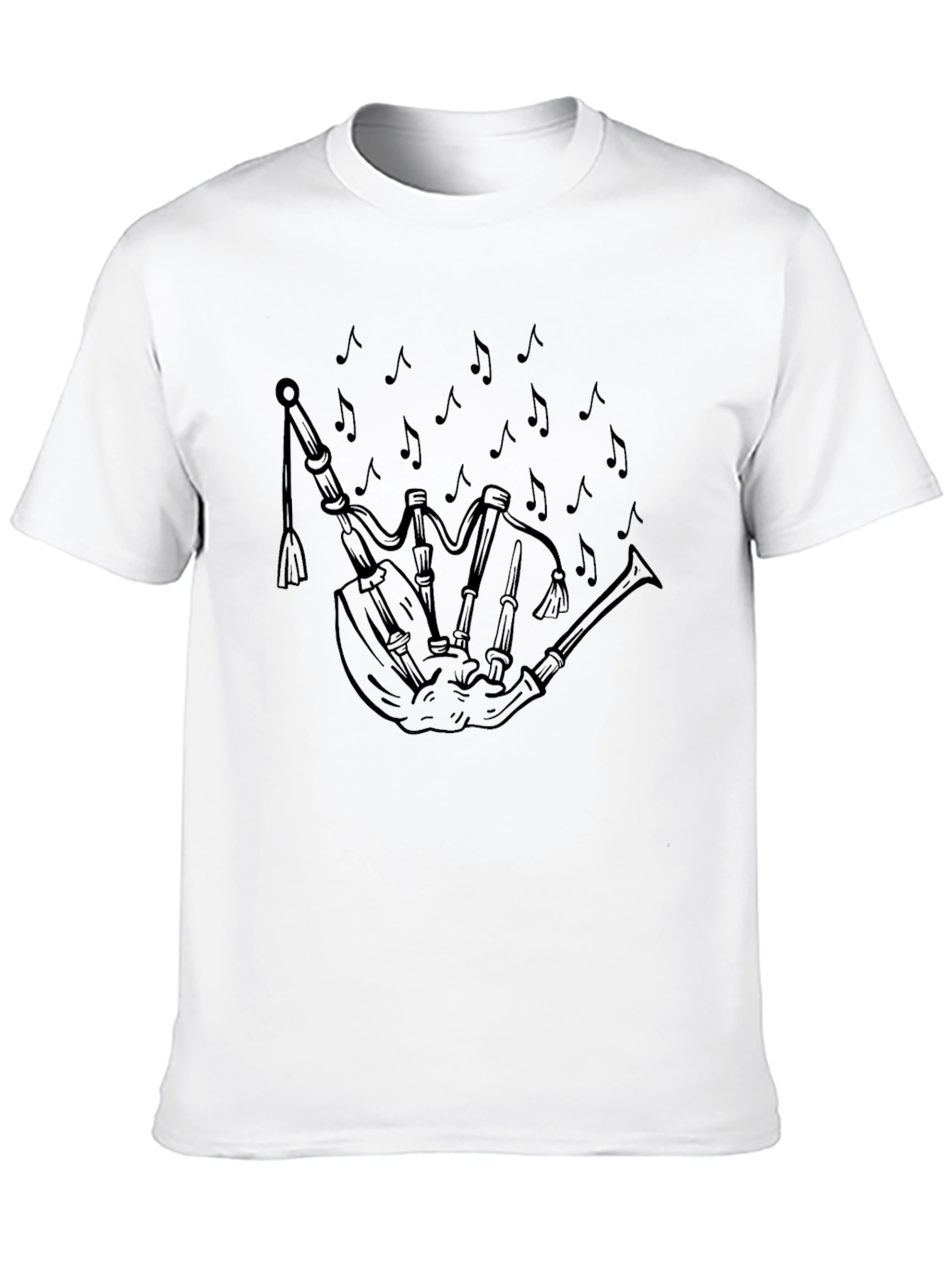 Bagpipe Music Notes Black T-Shirt