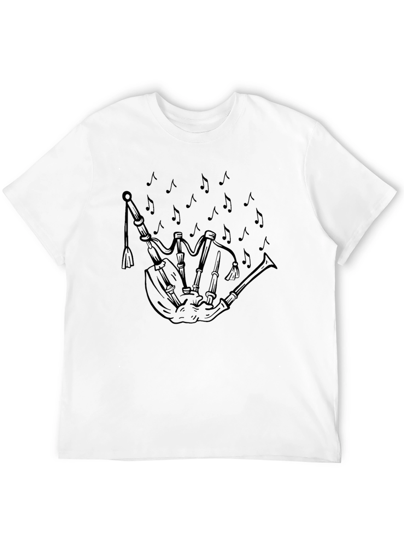 Bagpipe Music Notes Black T-Shirt