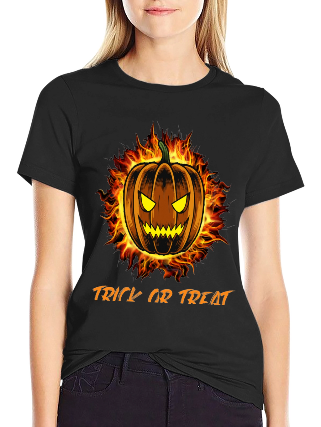 Fiery Halloween Pumpkin T-Shirt