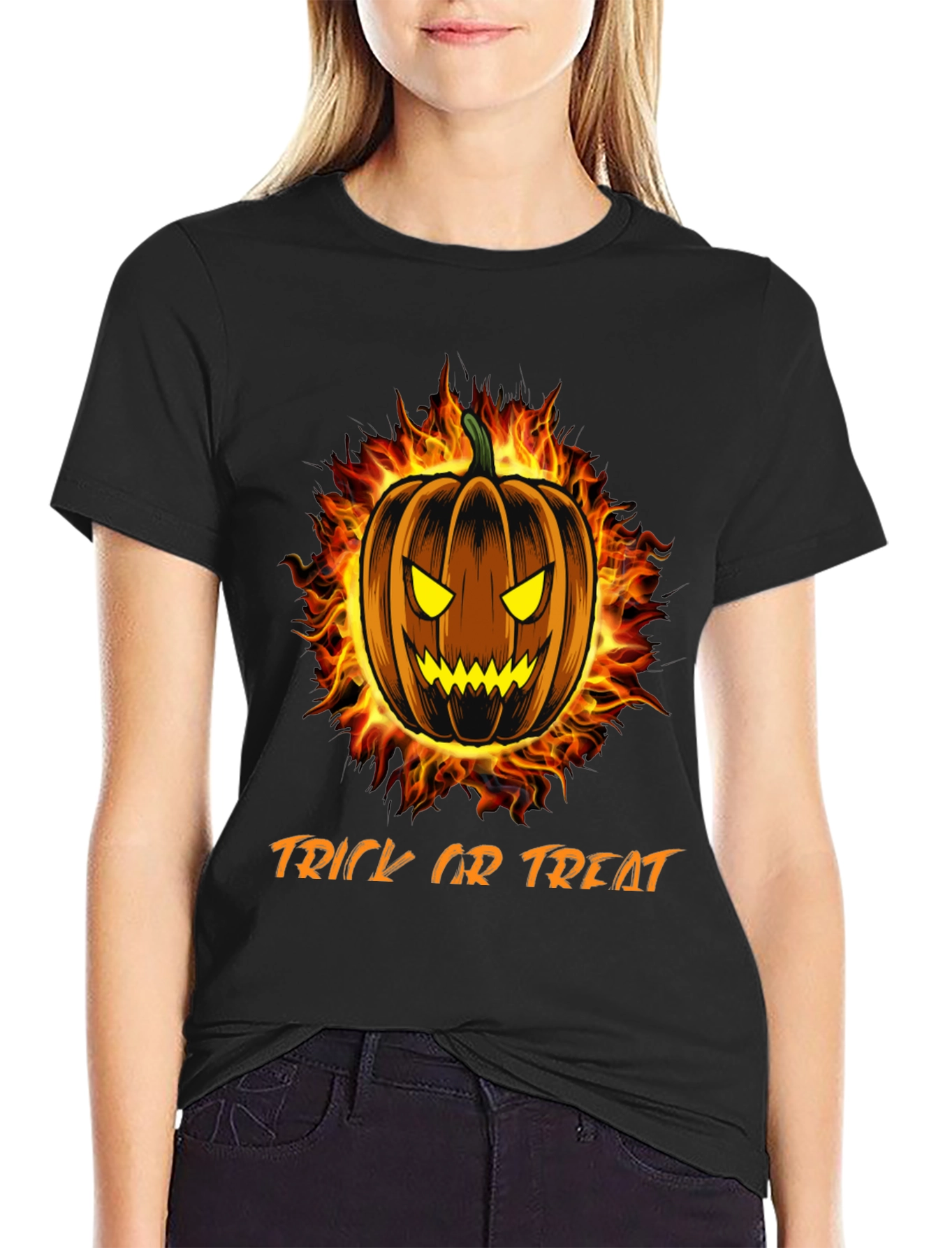 Fiery Halloween Pumpkin T-Shirt