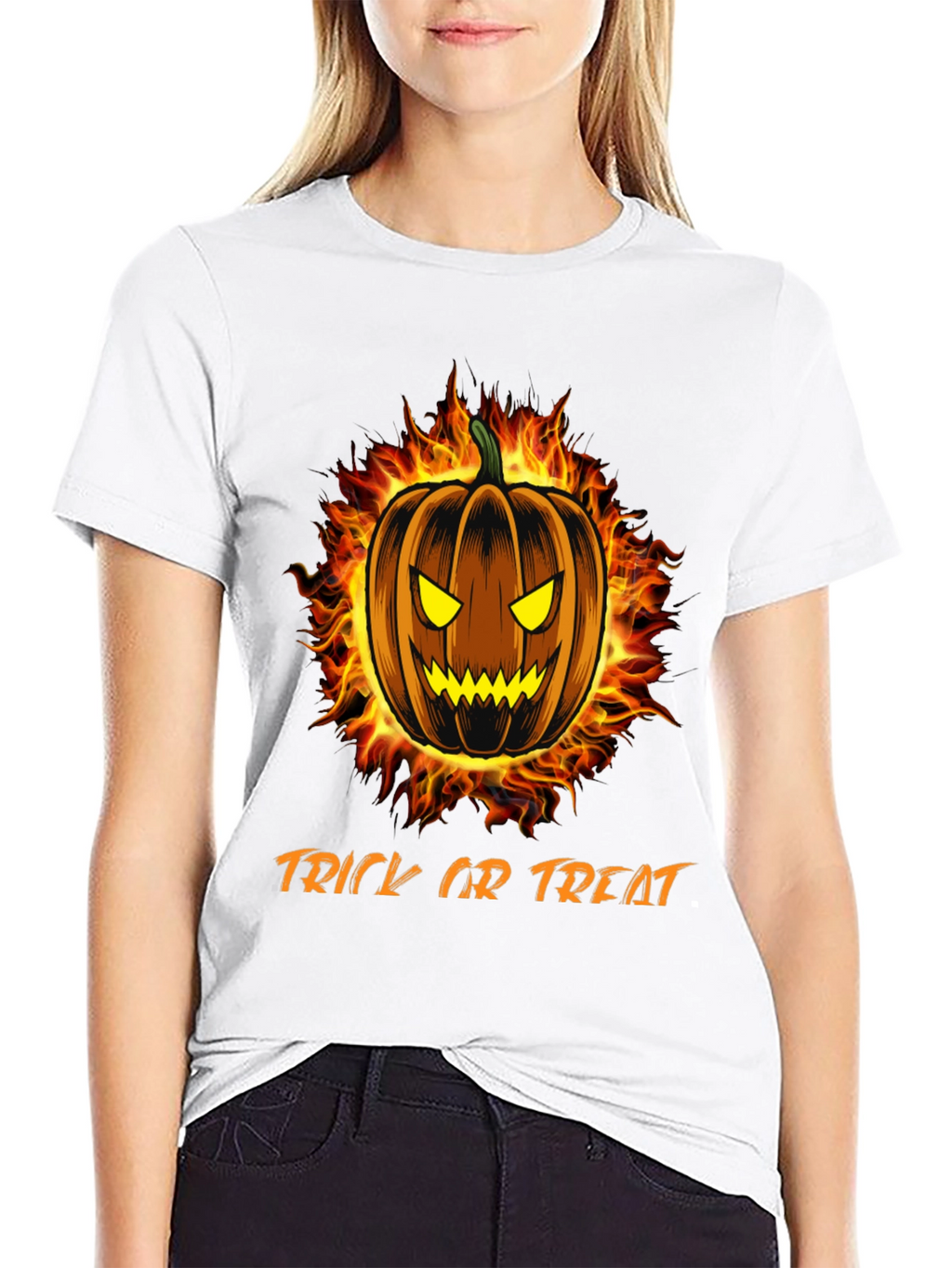 Fiery Halloween Pumpkin T-Shirt