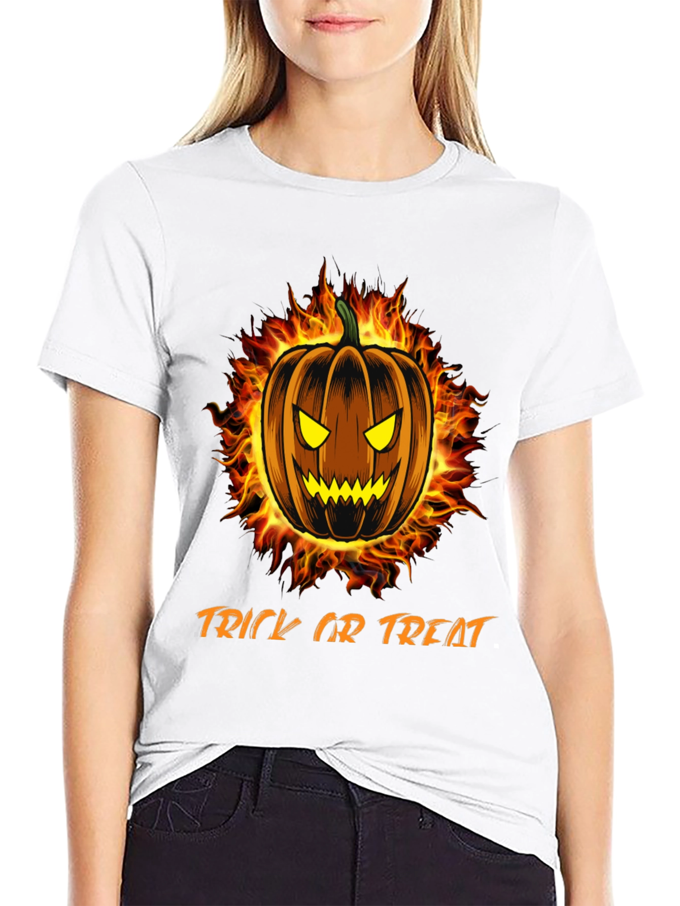 Fiery Halloween Pumpkin T-Shirt