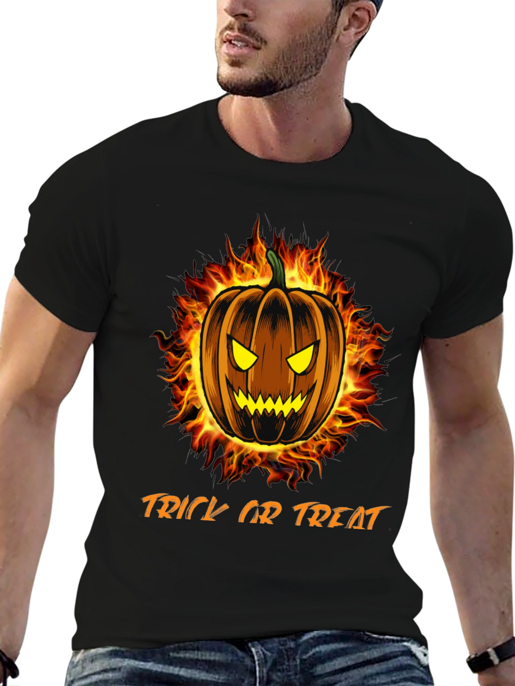 Fiery Halloween Pumpkin T-Shirt