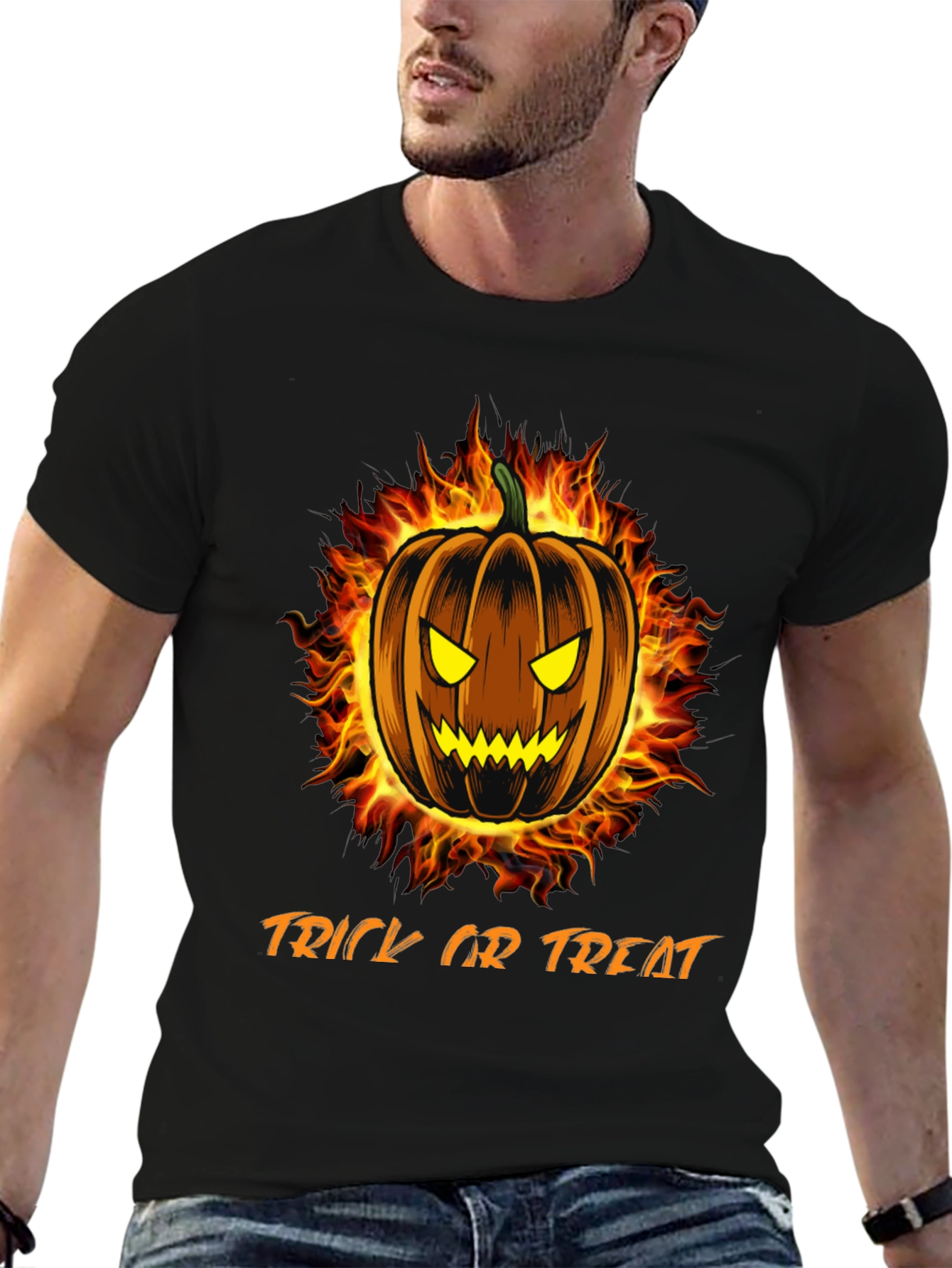 Fiery Halloween Pumpkin T-Shirt