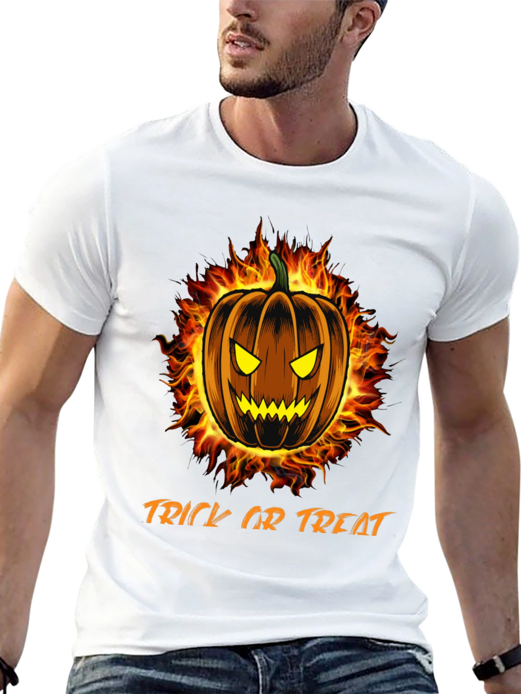 Fiery Halloween Pumpkin T-Shirt