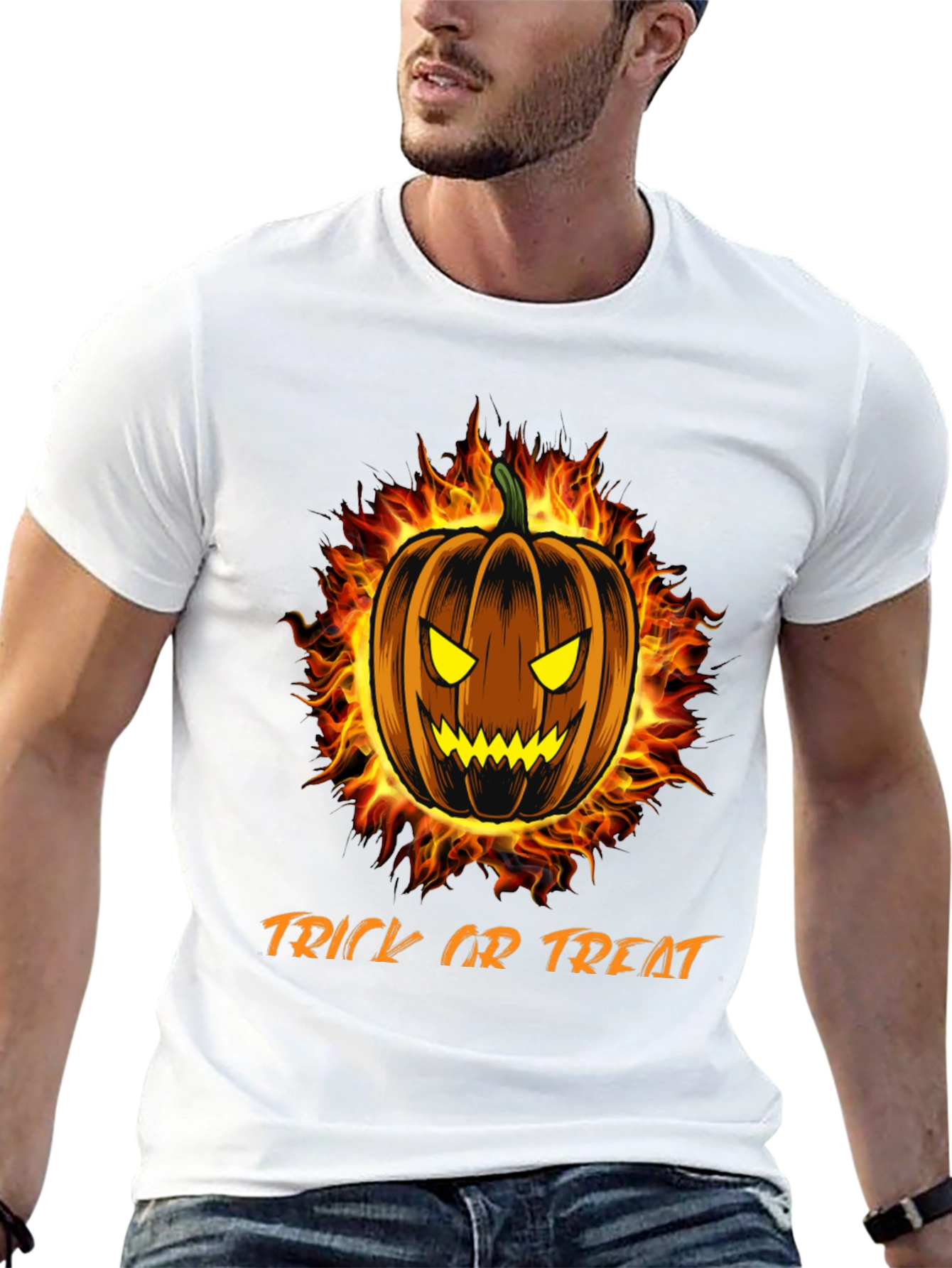 Fiery Halloween Pumpkin T-Shirt