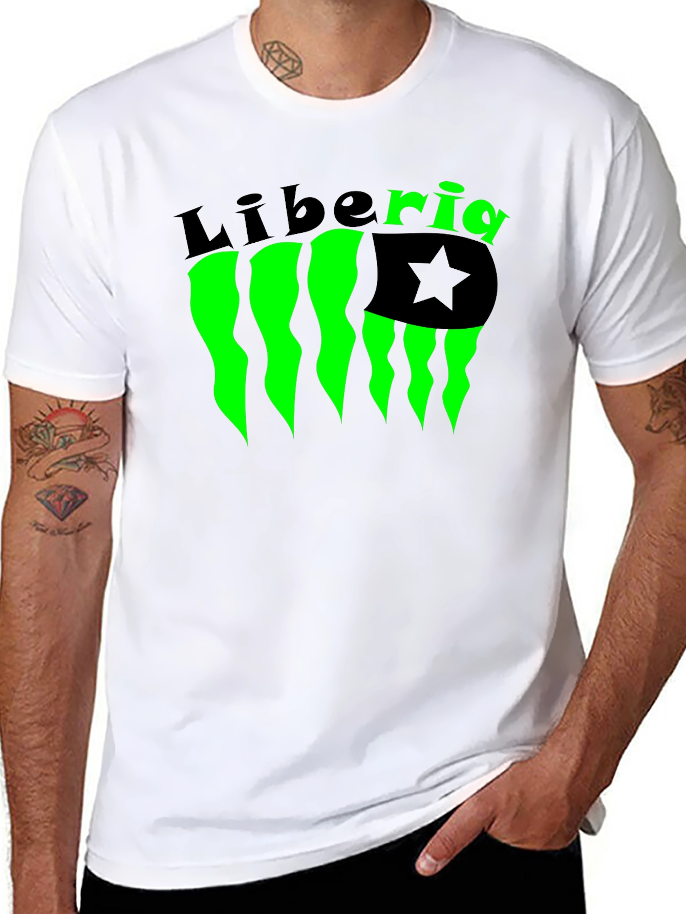 Liberia Flag Graphic Tee - Black