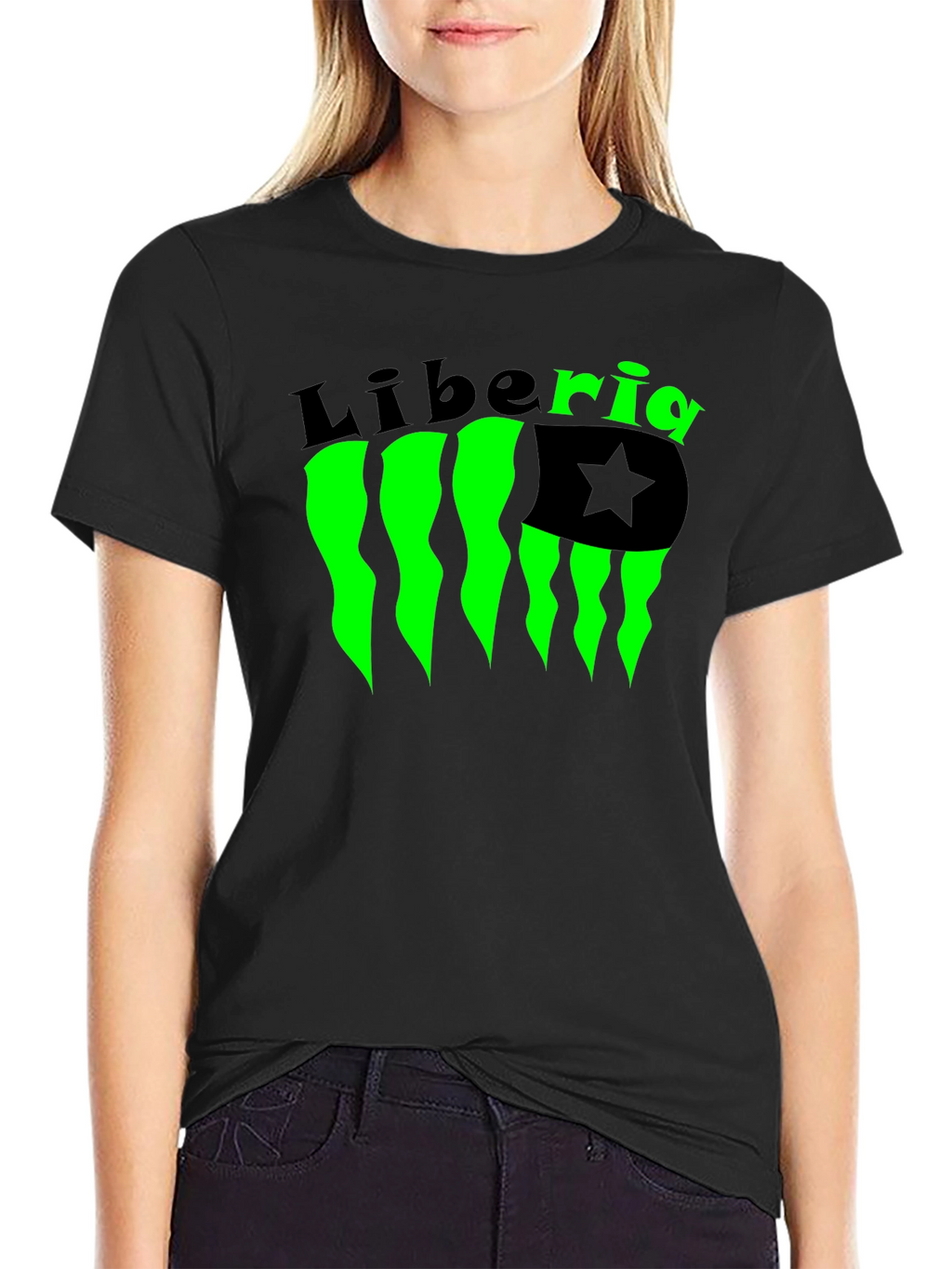 Liberia Flag Graphic Tee - Black