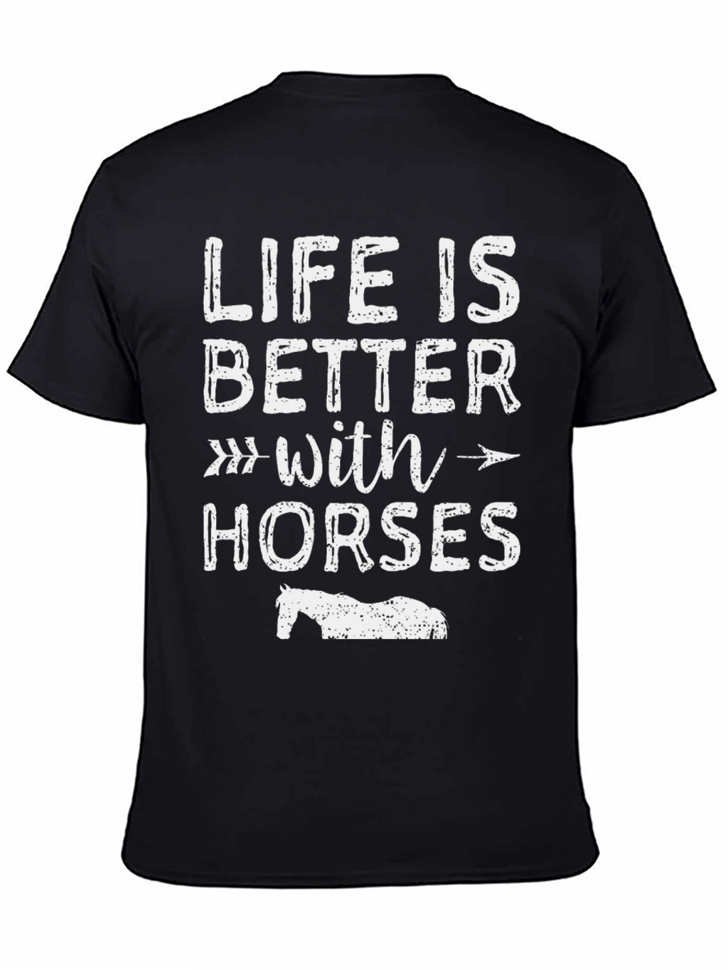 Life is Better With Horses Black T-Shirt