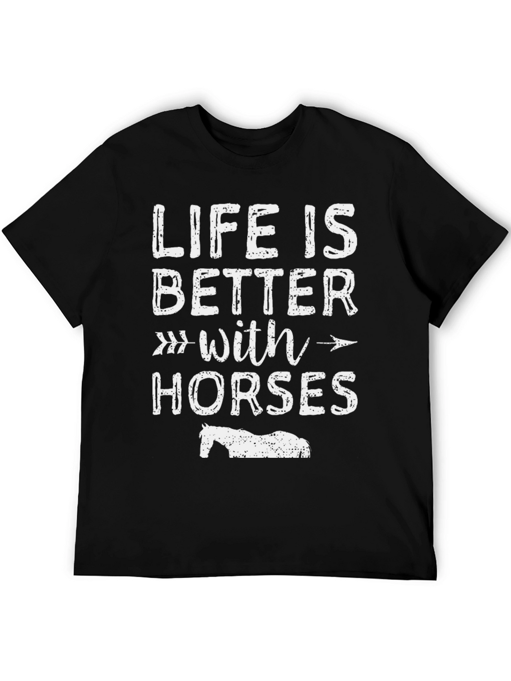 Life is Better With Horses Black T-Shirt