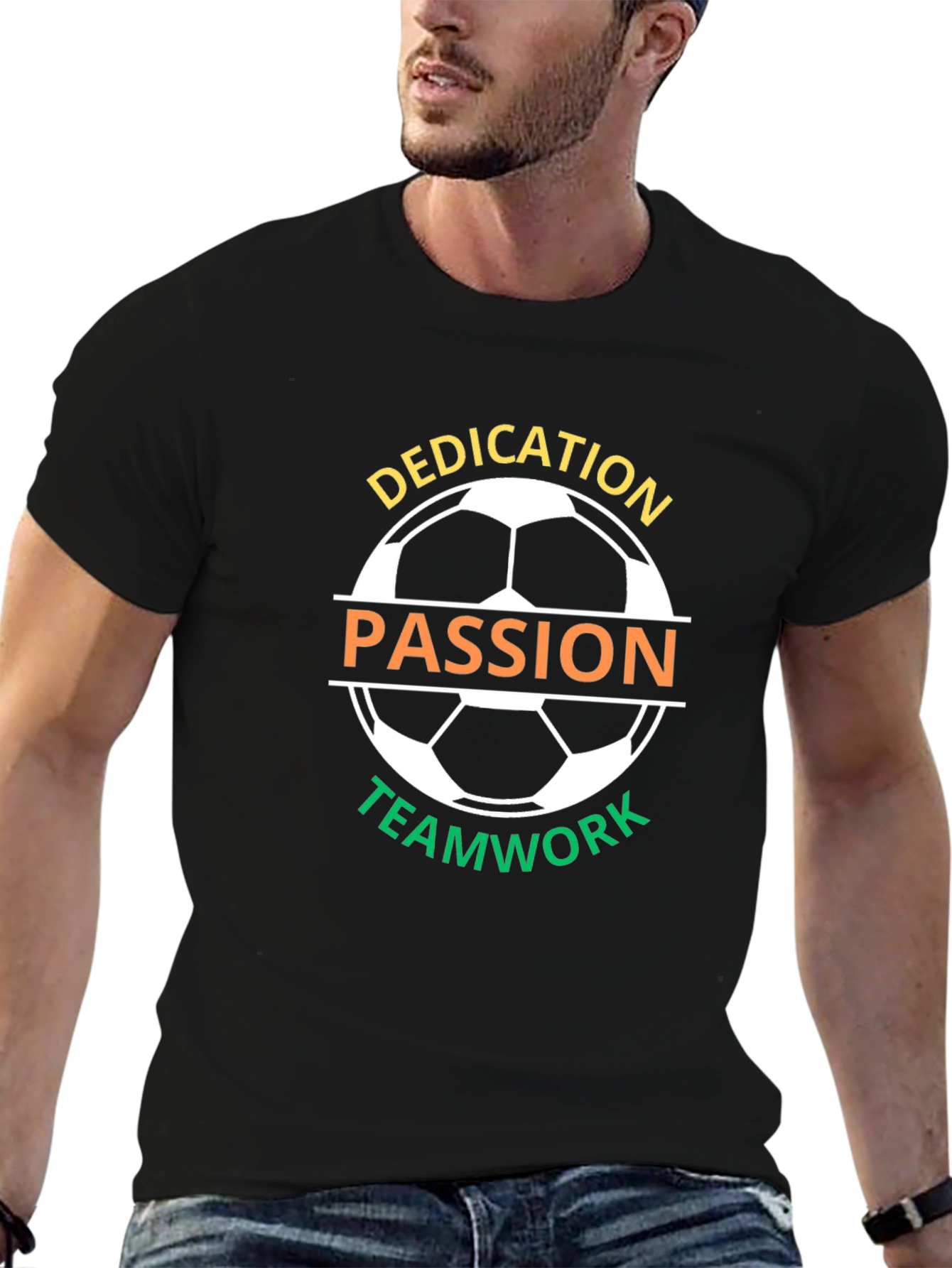 Dedication Passion Teamwork Soccer Graphic T-Shirt