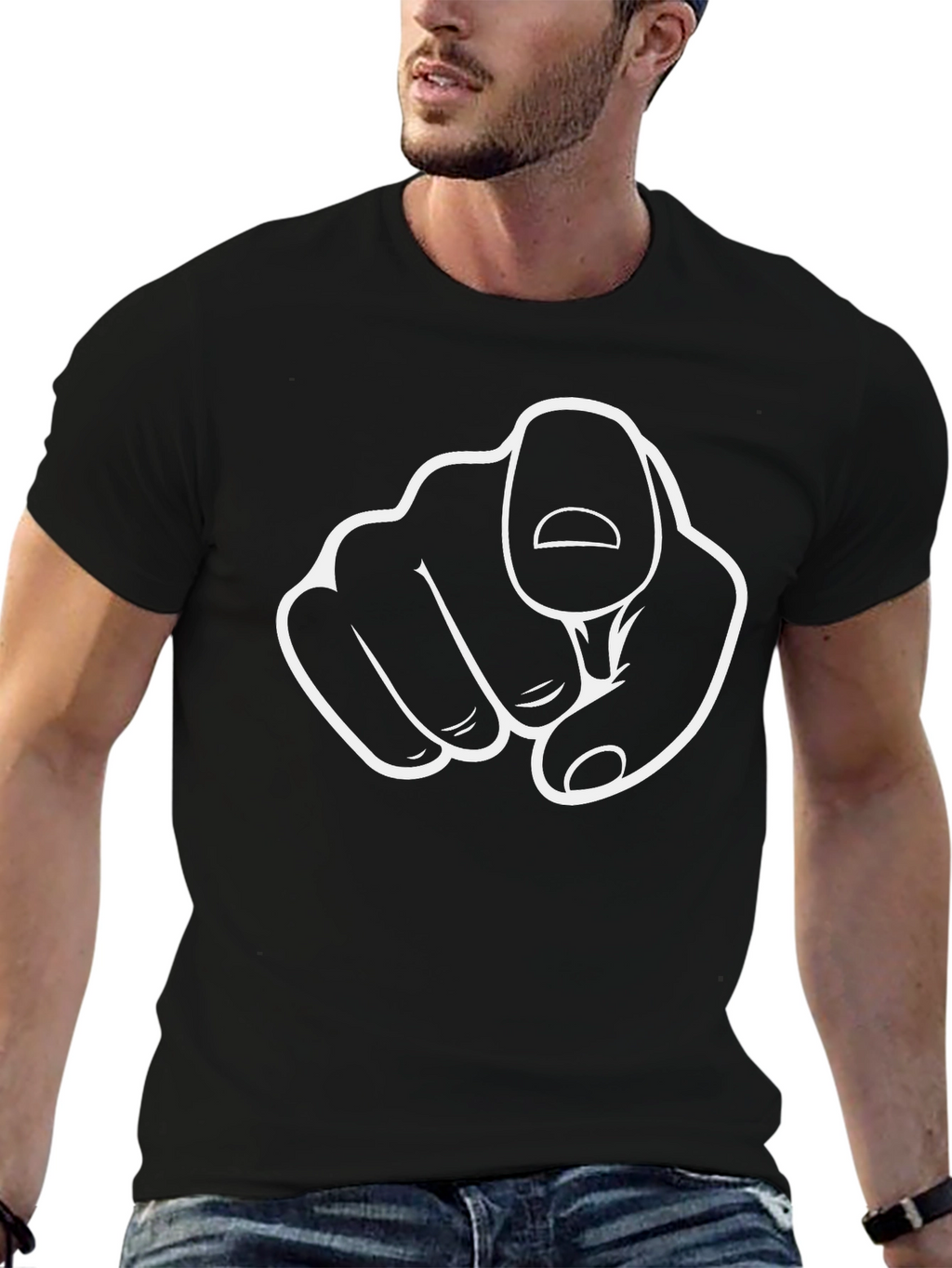 Pointing Finger Graphic Black T-Shirt
