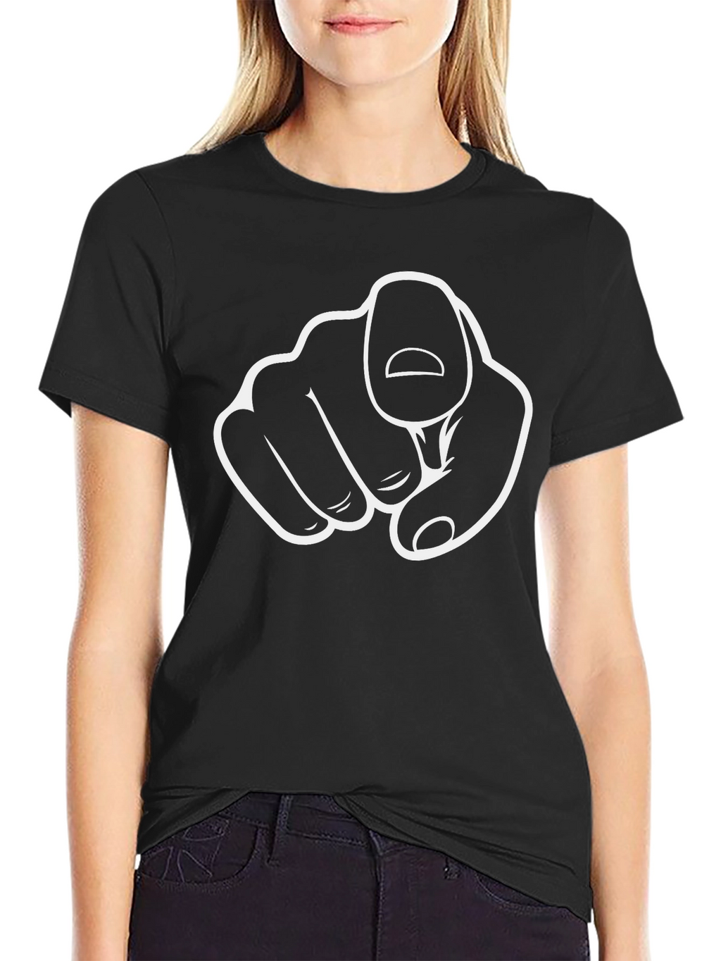 Pointing Finger Graphic Black T-Shirt