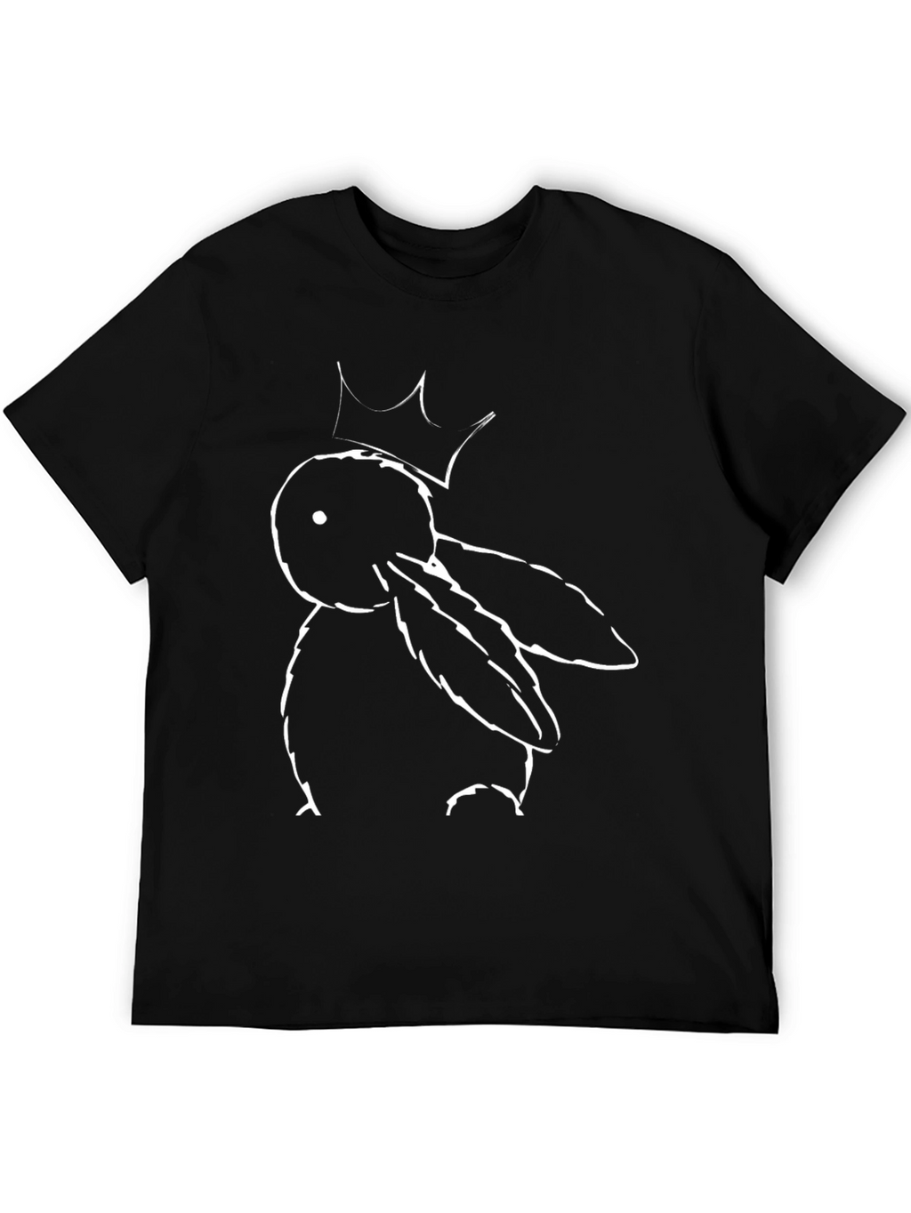 Black Graphic Tee: Bunny with Crown