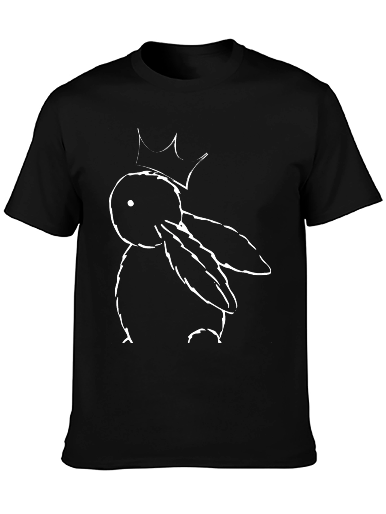 Black Graphic Tee: Bunny with Crown