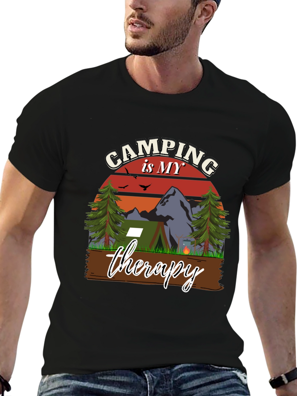 Camping is My Therapy Graphic T-Shirt