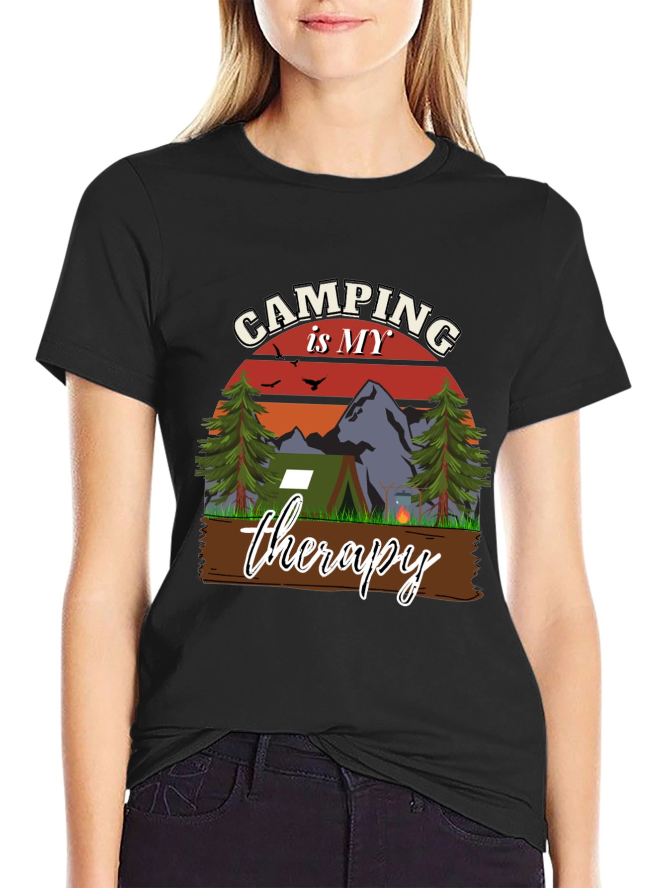 Camping is My Therapy Graphic T-Shirt