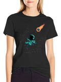 Astronaut in Space Black T-Shirt