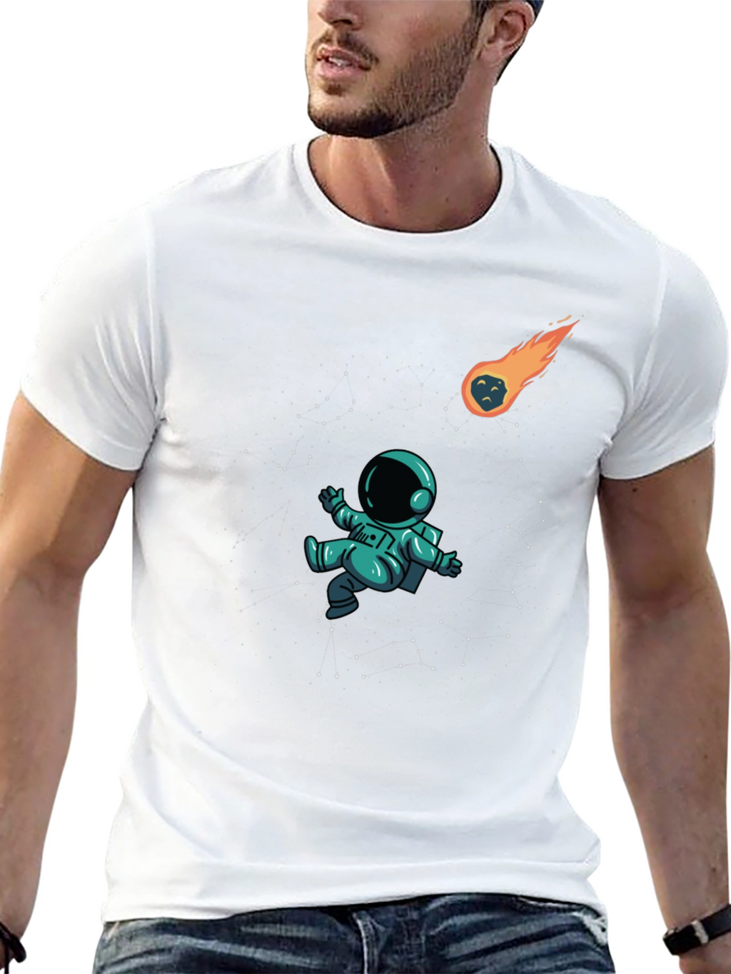 Astronaut in Space Black T-Shirt