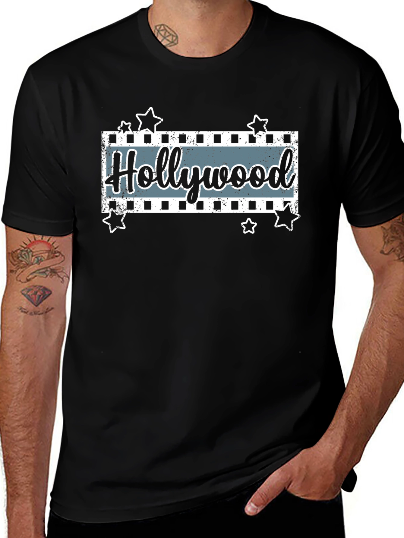 Hollywood Movie Stars Black T-Shirt