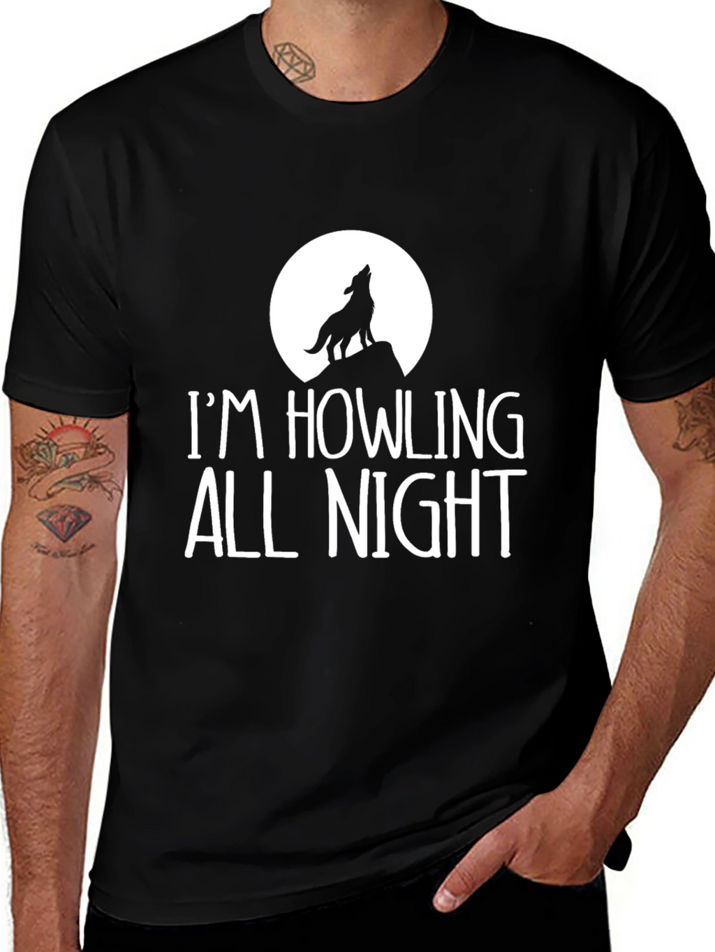 Howling All Night Graphic Tee - Black
